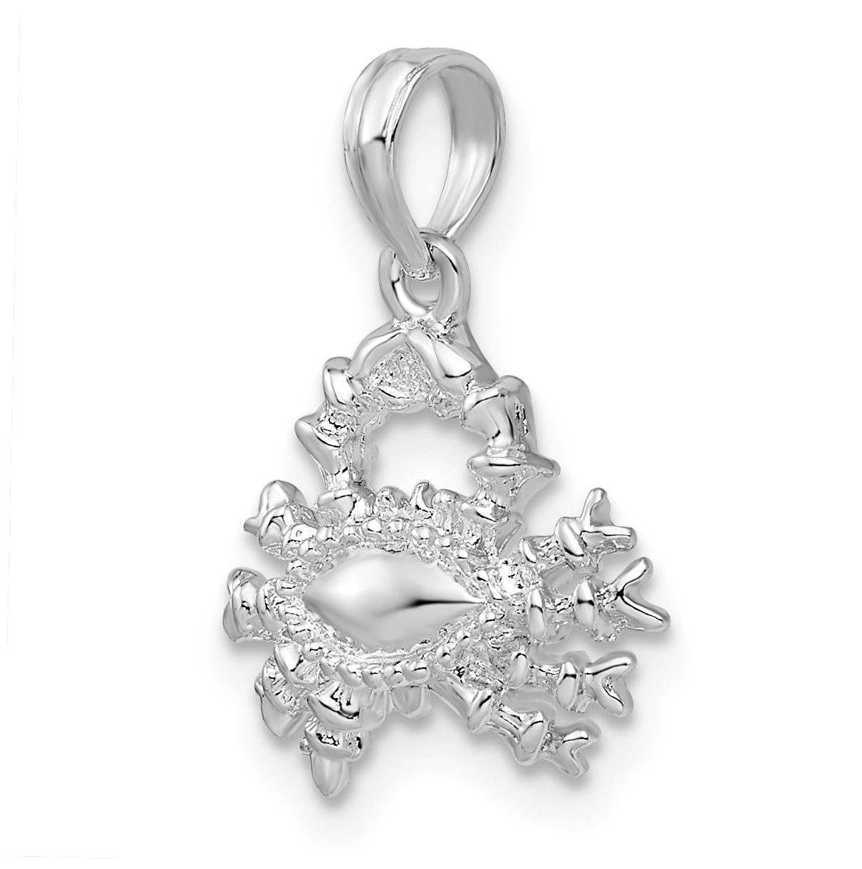 De-Ani Sterling Silver Rhodium plated Polished 3D Cancer Zodiac Pendant