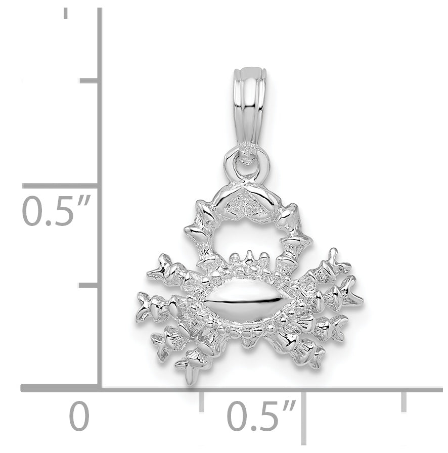 De-Ani Sterling Silver Rhodium plated Polished 3D Cancer Zodiac Pendant