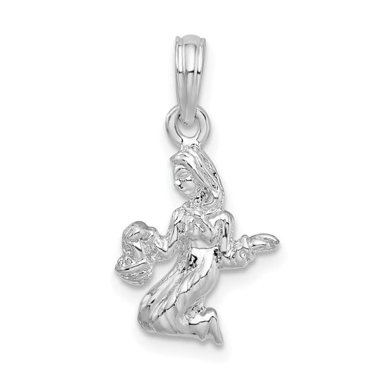 De-Ani Sterling Silver Rhodium plated Polished 3D Virgo Zodiac Pendant