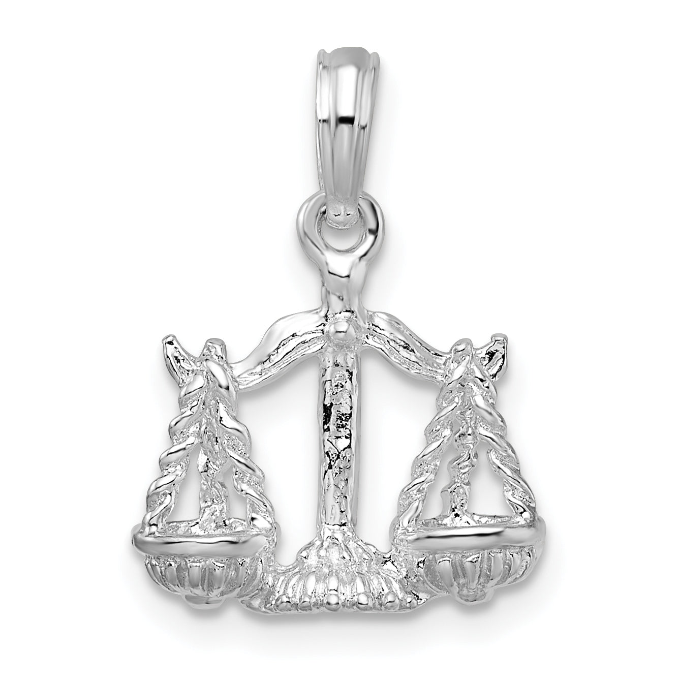 De-Ani Sterling Silver Rhodium plated Polished 3D Libra Zodiac Pendant