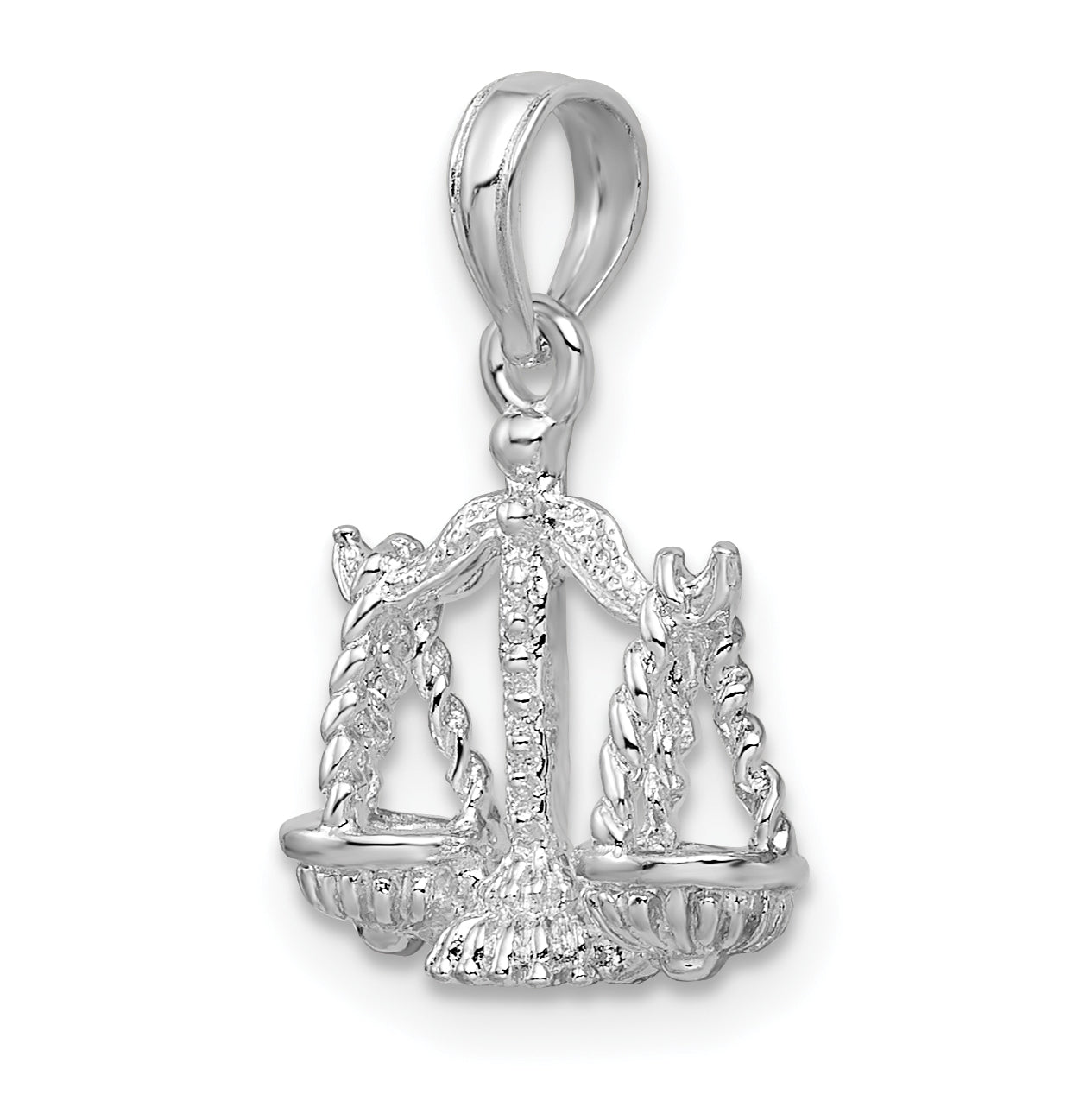 De-Ani Sterling Silver Rhodium plated Polished 3D Libra Zodiac Pendant