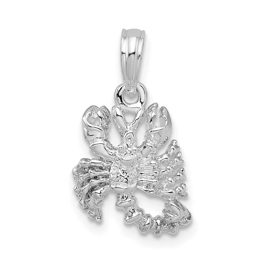 De-Ani Sterling Silver Rhodium plated Polished 3D Scorpio Zodiac Pendant
