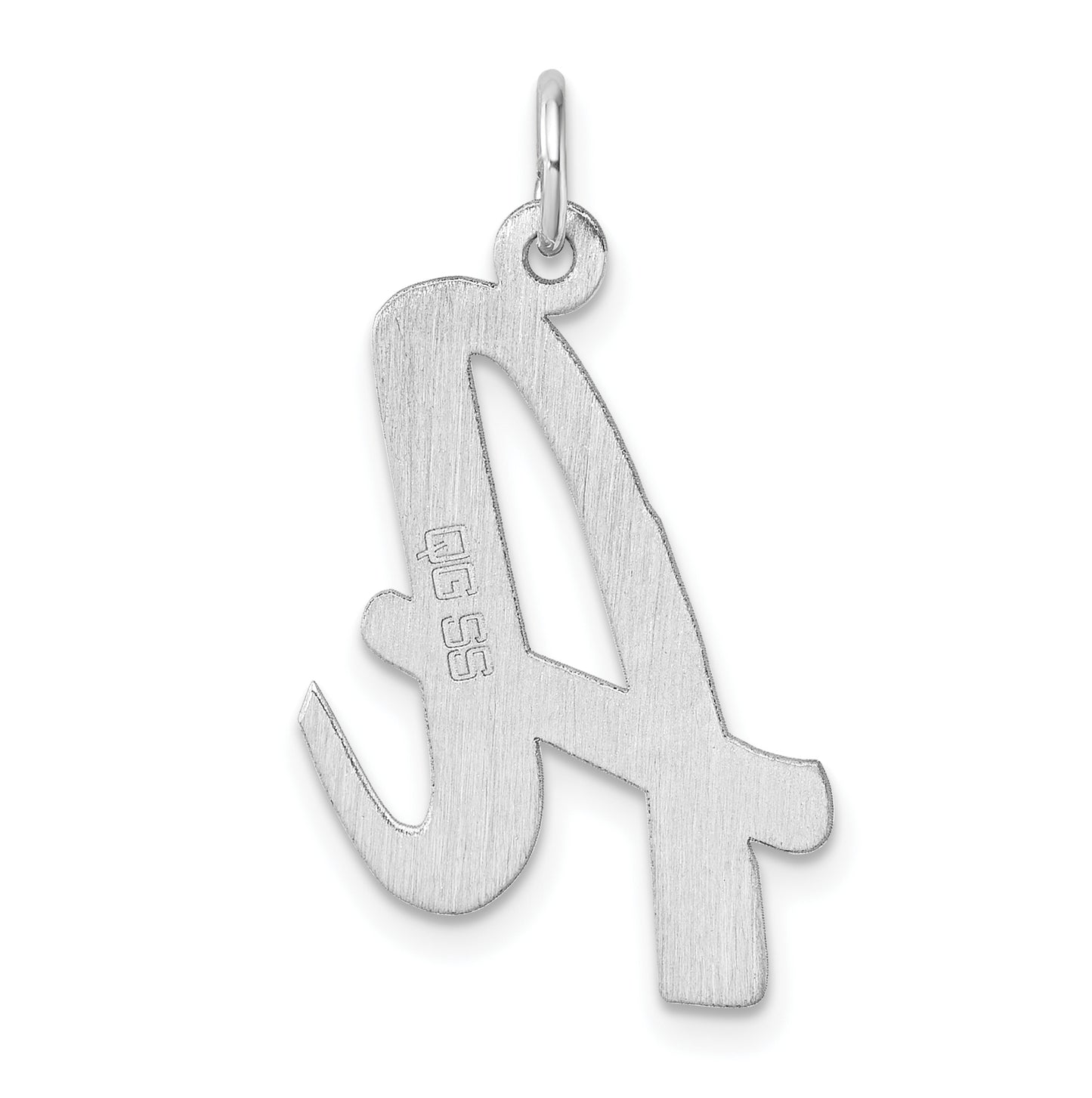 Large Sterling Silver Rhodium plated Script Letter A Initial Charm
