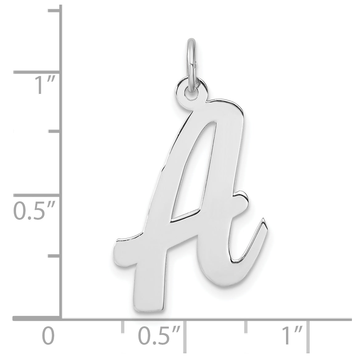 Large Sterling Silver Rhodium plated Script Letter A Initial Charm