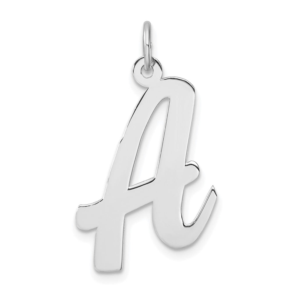 Large Sterling Silver Rhodium plated Script Letter A Initial Charm