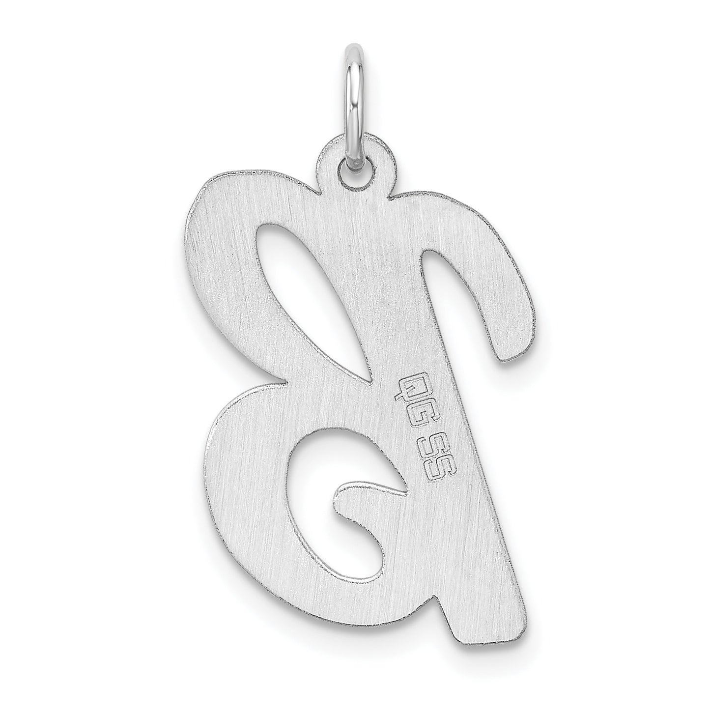 Large Sterling Silver Rhodium plated Script Letter B Initial Charm