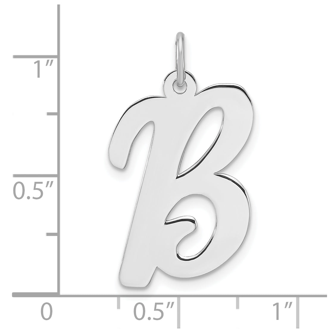 Large Sterling Silver Rhodium plated Script Letter B Initial Charm