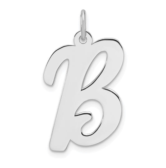 Large Sterling Silver Rhodium plated Script Letter B Initial Charm