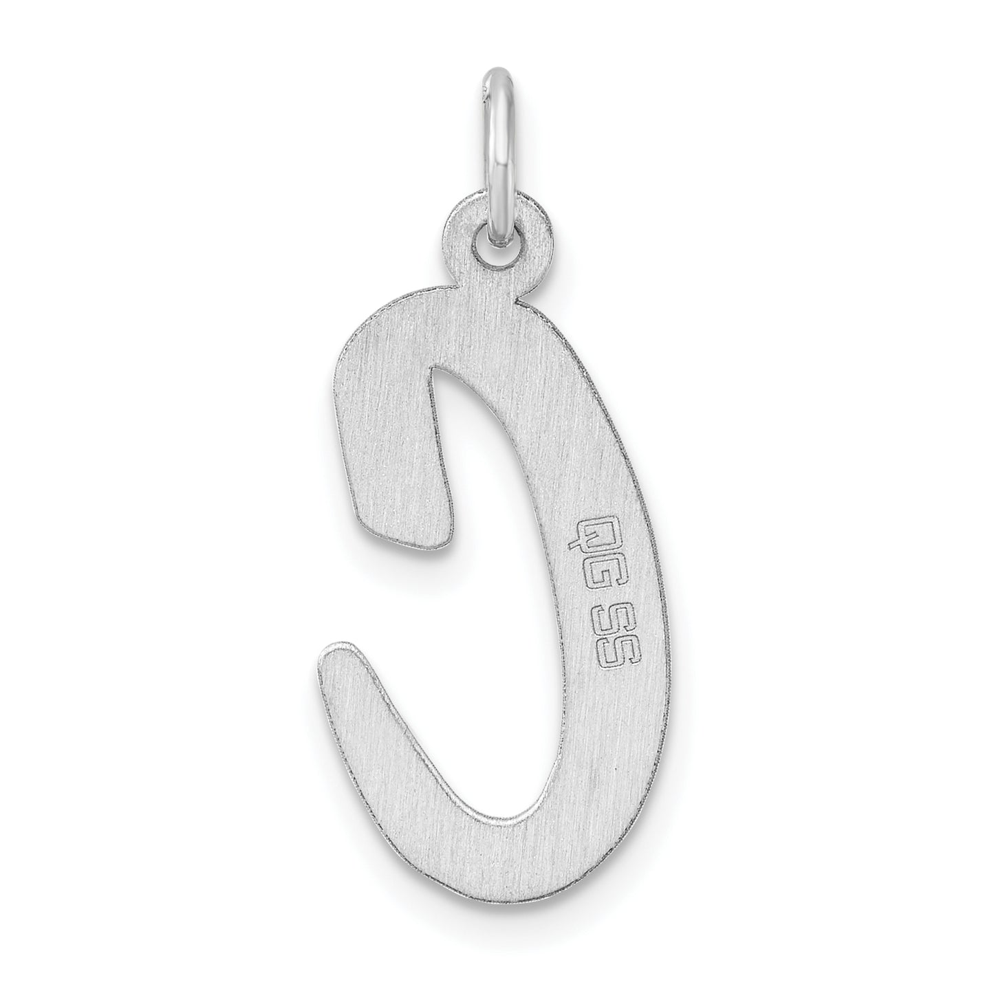 Large Sterling Silver Rhodium plated Script Letter C Initial Charm