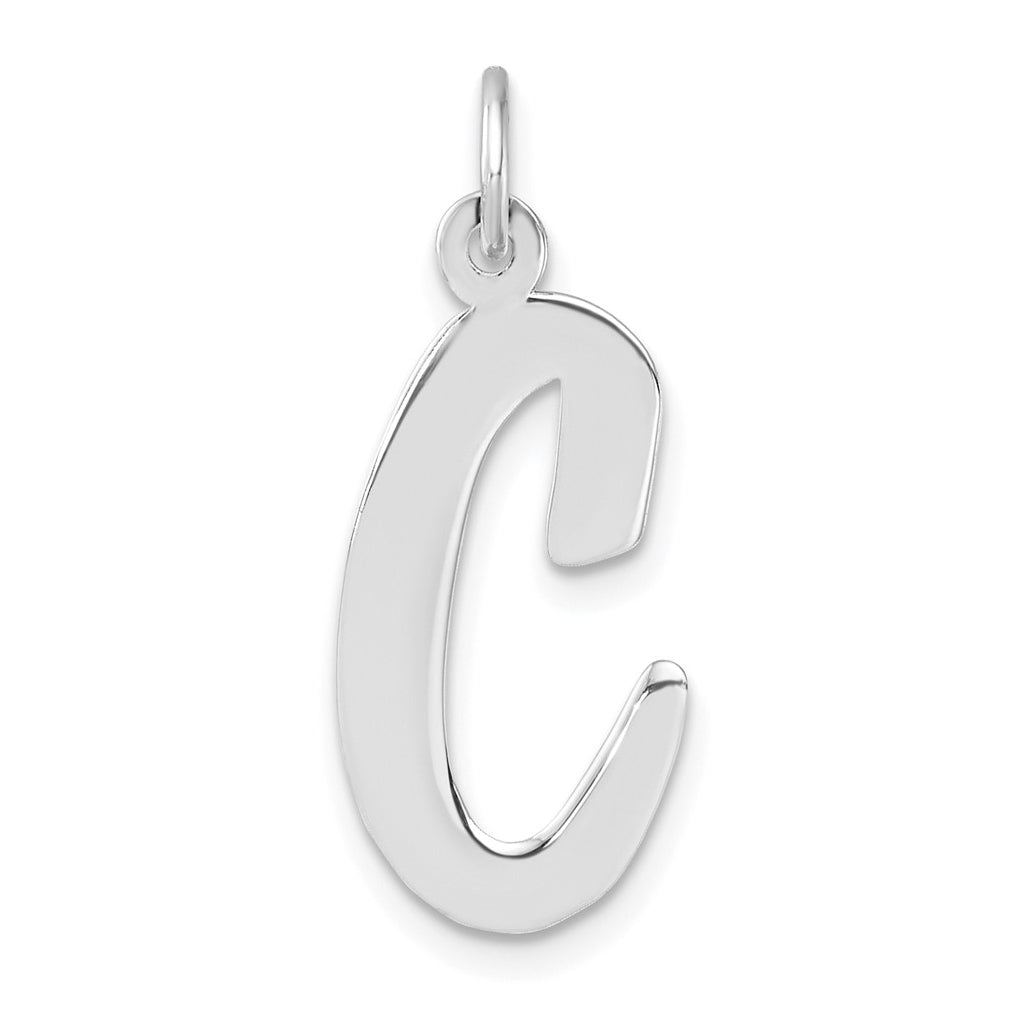 Large Sterling Silver Rhodium plated Script Letter C Initial Charm