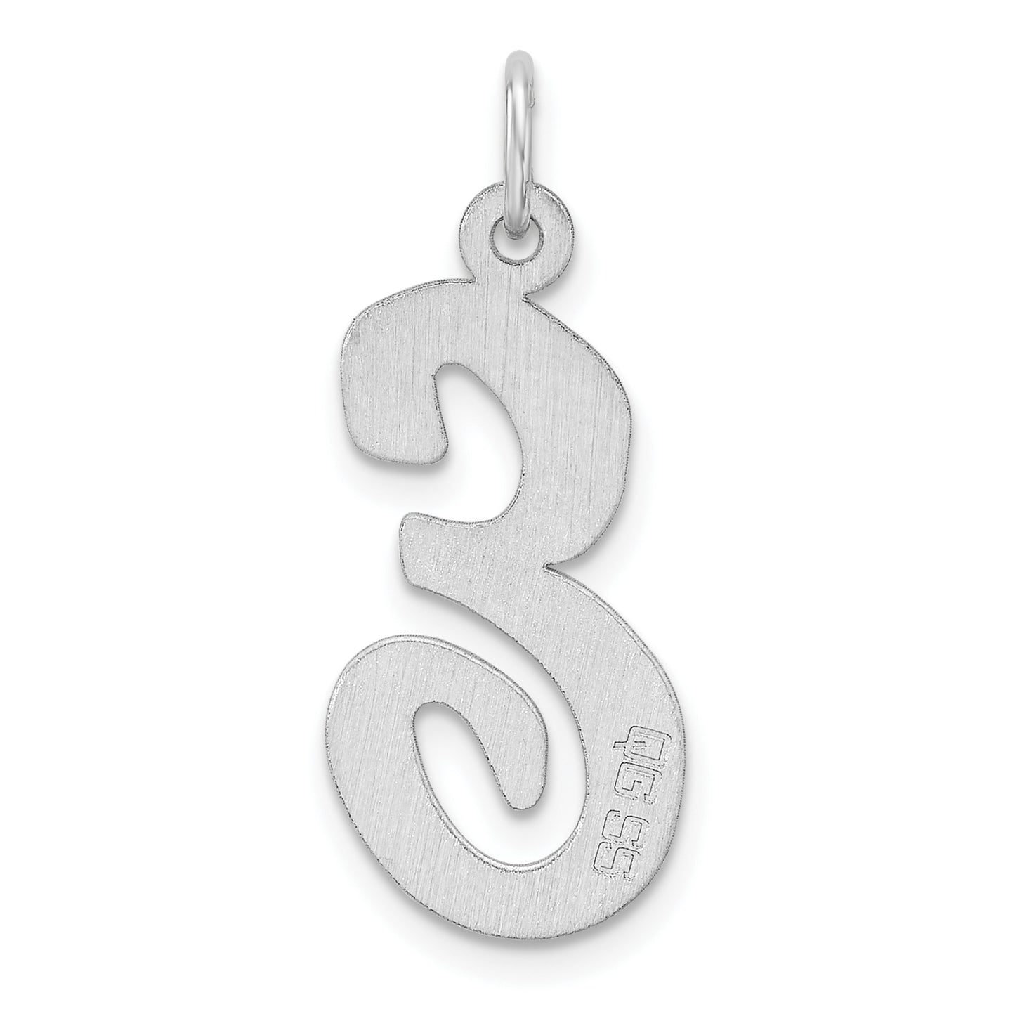 Large Sterling Silver Rhodium plated Script Letter E Initial Charm