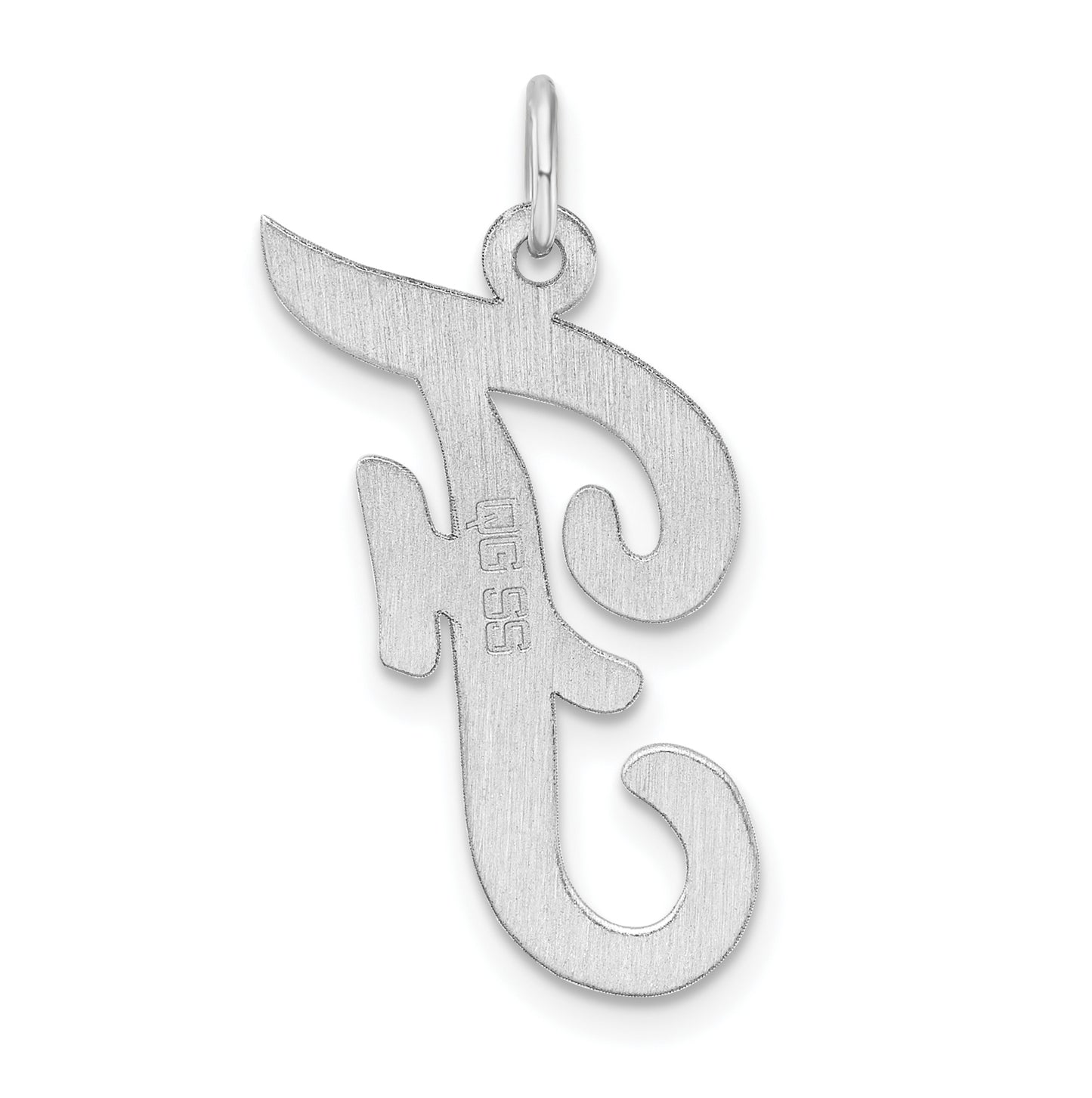 Large Sterling Silver Rhodium plated Script Letter F Initial Charm