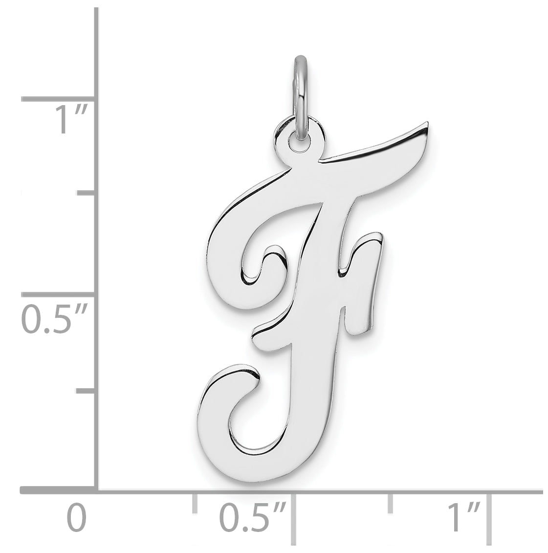 Large Sterling Silver Rhodium plated Script Letter F Initial Charm