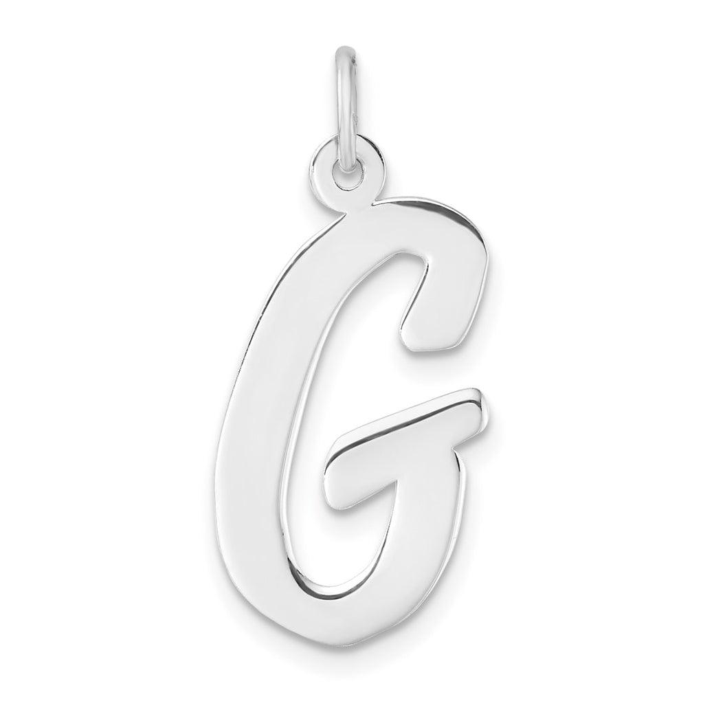 Large Sterling Silver Rhodium plated Script Letter G Initial Charm