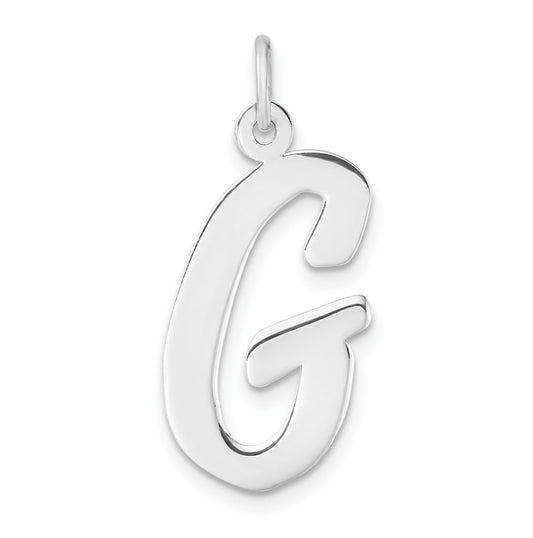Large Sterling Silver Rhodium plated Script Letter G Initial Charm