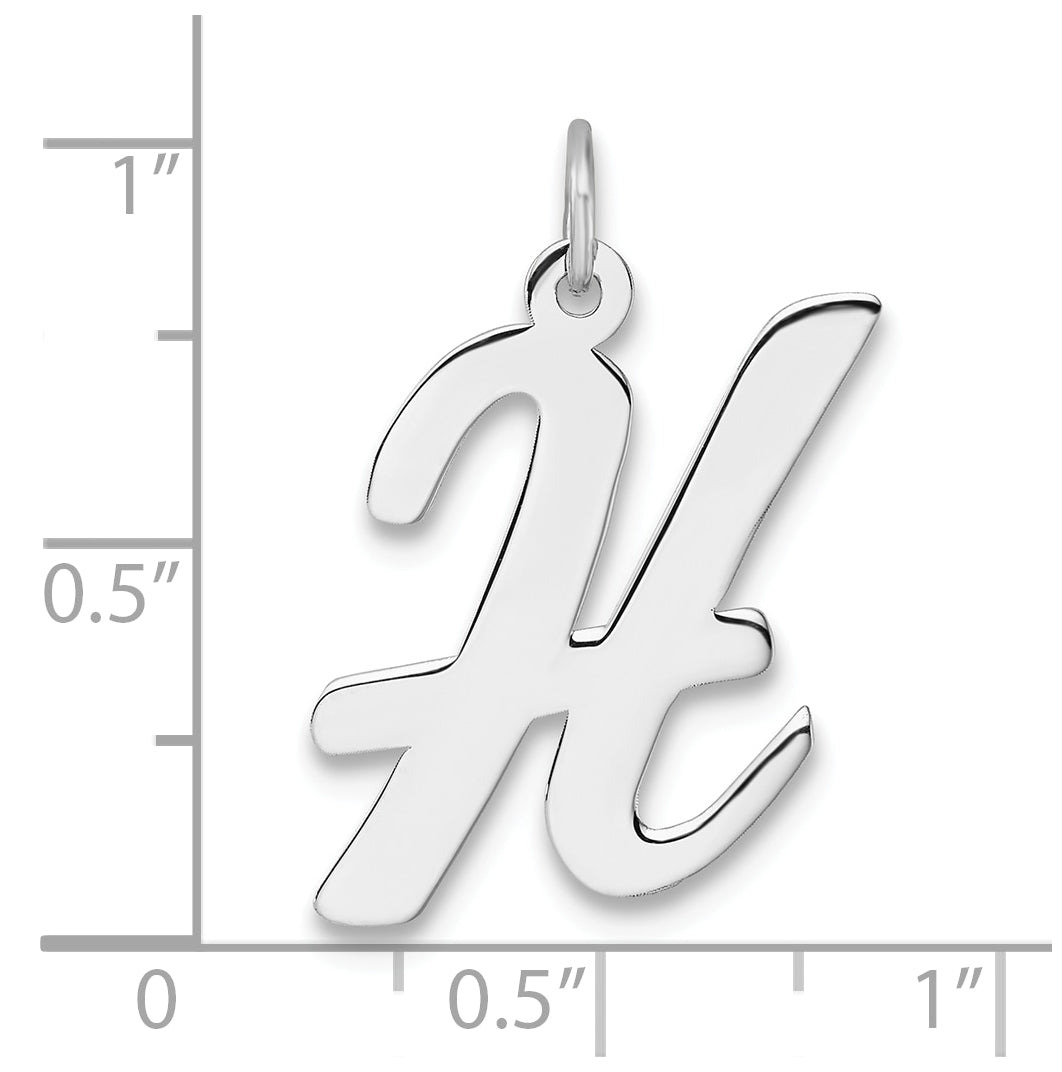Large Sterling Silver Rhodium plated Script Letter H Initial Charm