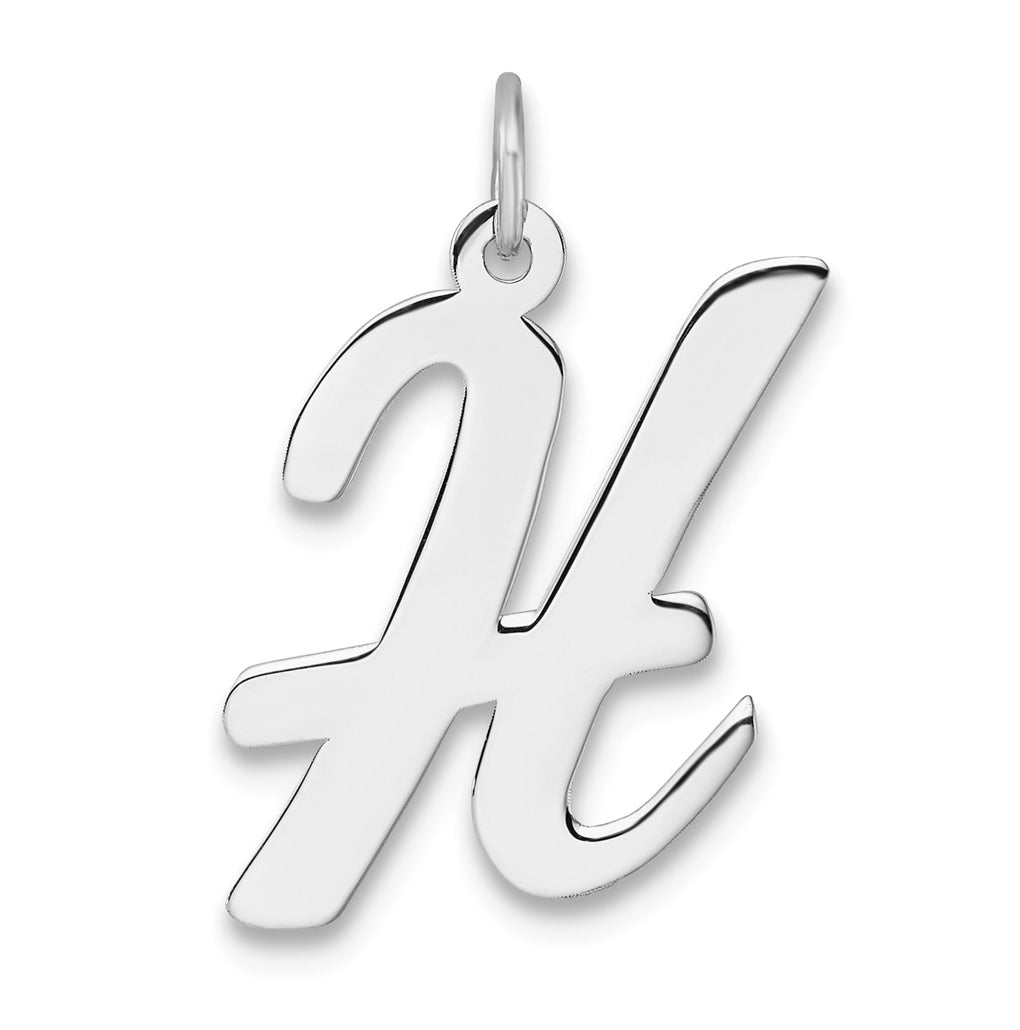 Large Sterling Silver Rhodium plated Script Letter H Initial Charm