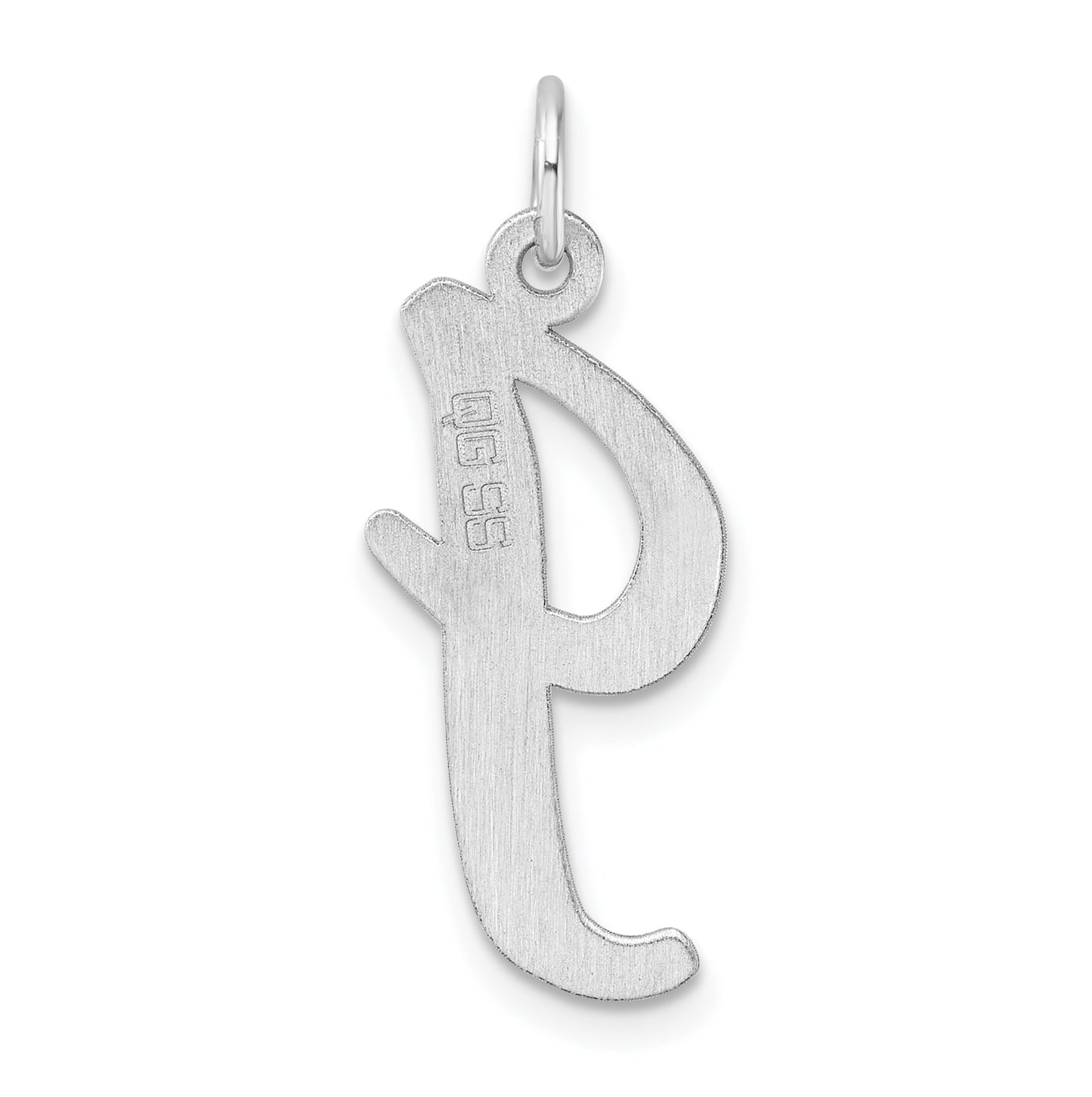 Large Sterling Silver Rhodium plated Script Letter I Initial Charm