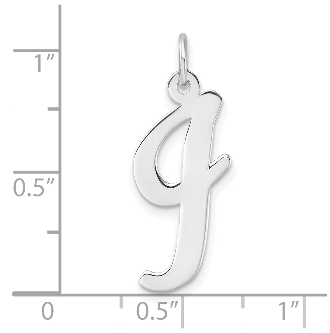 Large Sterling Silver Rhodium plated Script Letter I Initial Charm