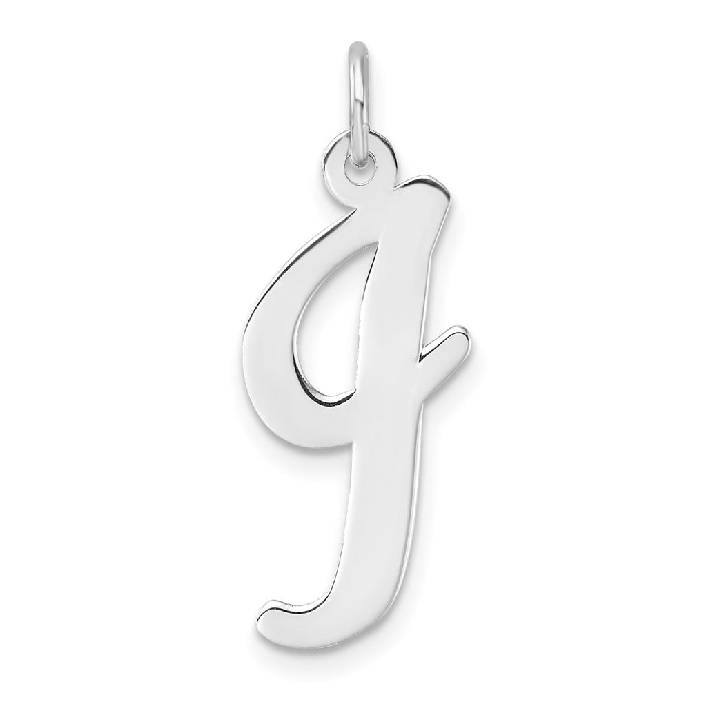 Large Sterling Silver Rhodium plated Script Letter I Initial Charm