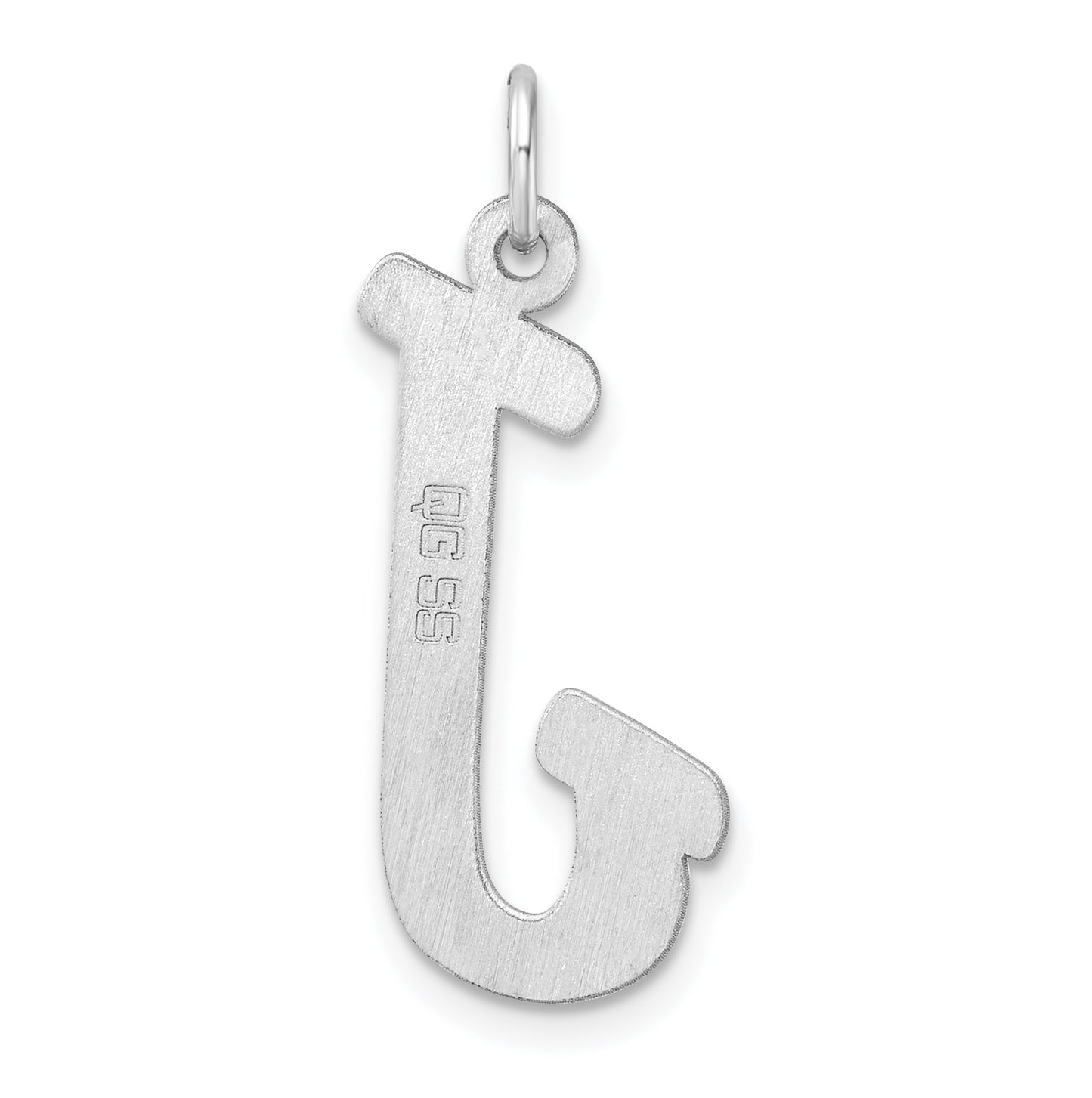 Large Sterling Silver Rhodium plated Script Letter J Initial Charm