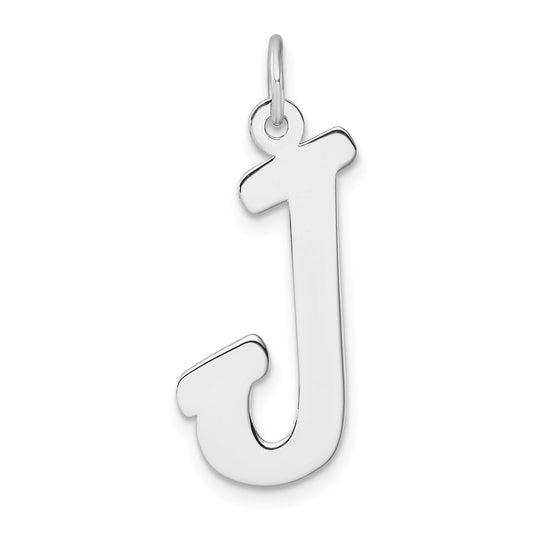 Large Sterling Silver Rhodium plated Script Letter J Initial Charm