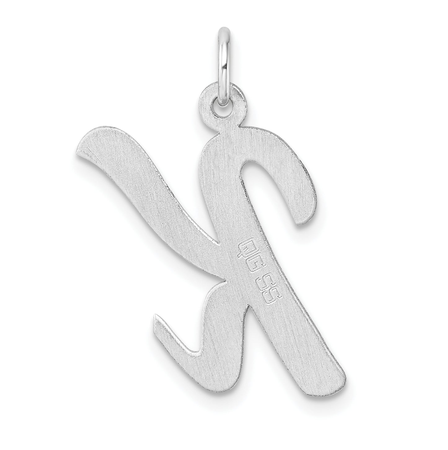 Large Sterling Silver Rhodium plated Script Letter K Initial Charm