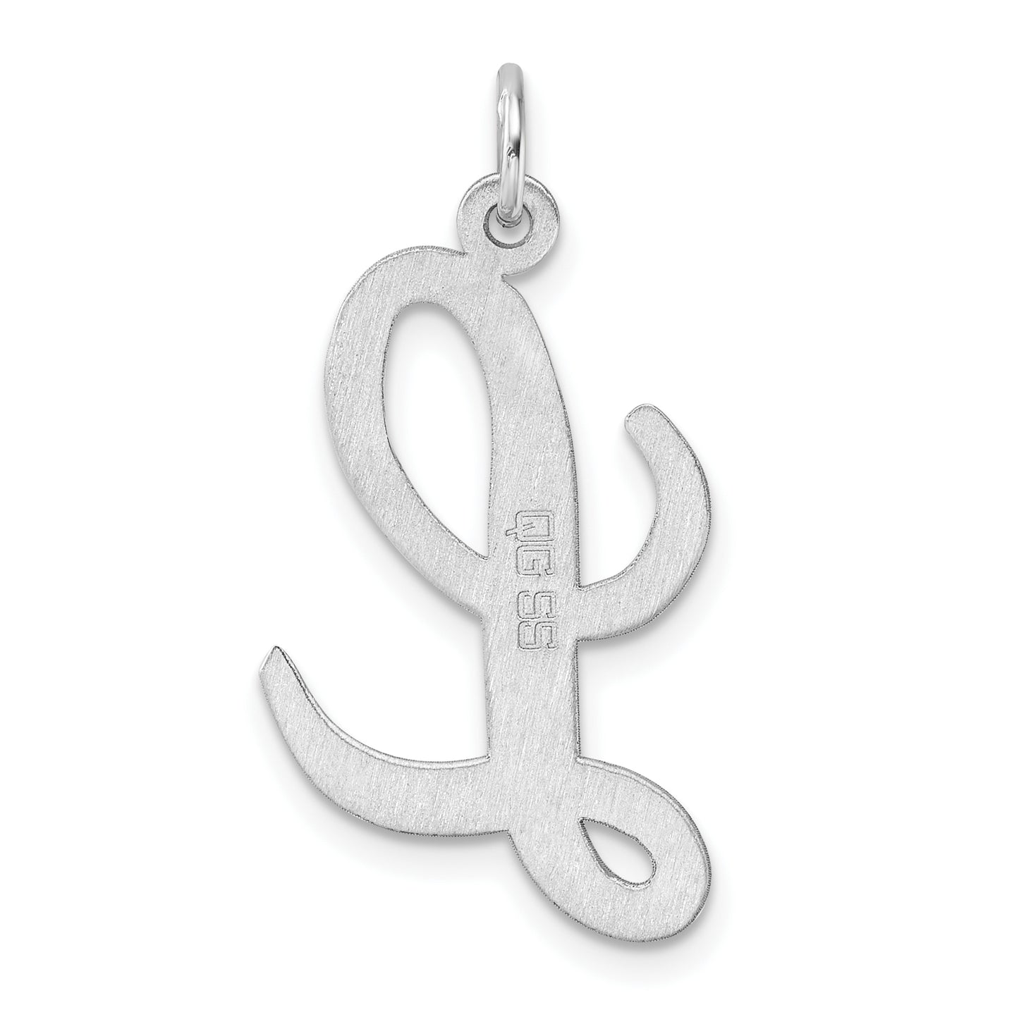 Large Sterling Silver Rhodium plated Script Letter L Initial Charm