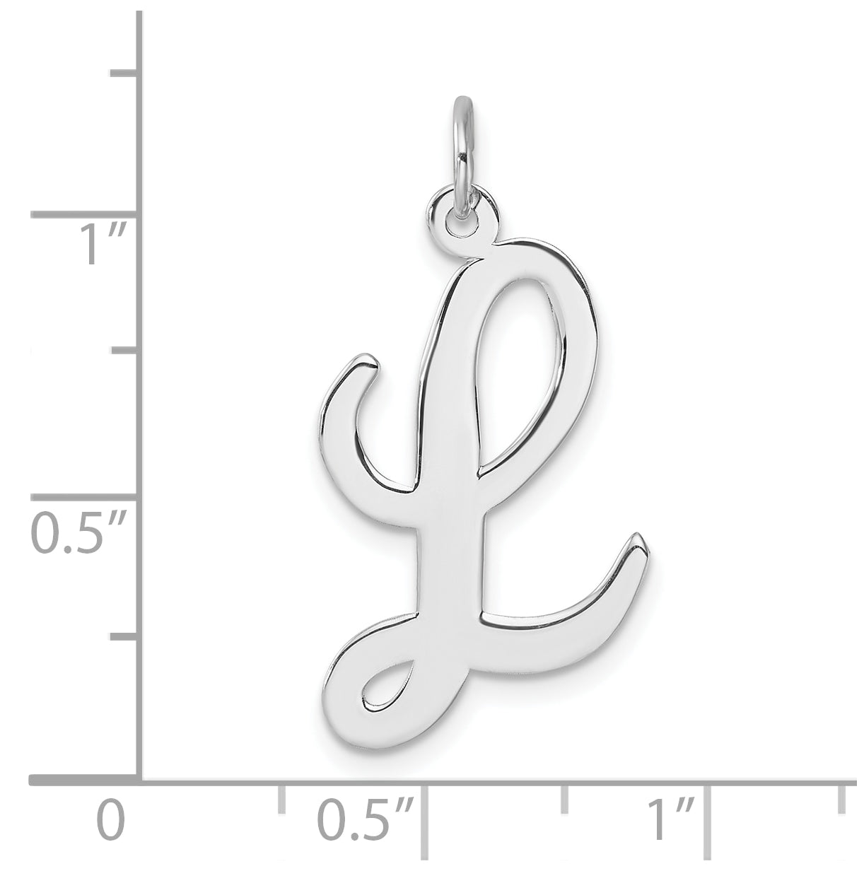 Large Sterling Silver Rhodium plated Script Letter L Initial Charm