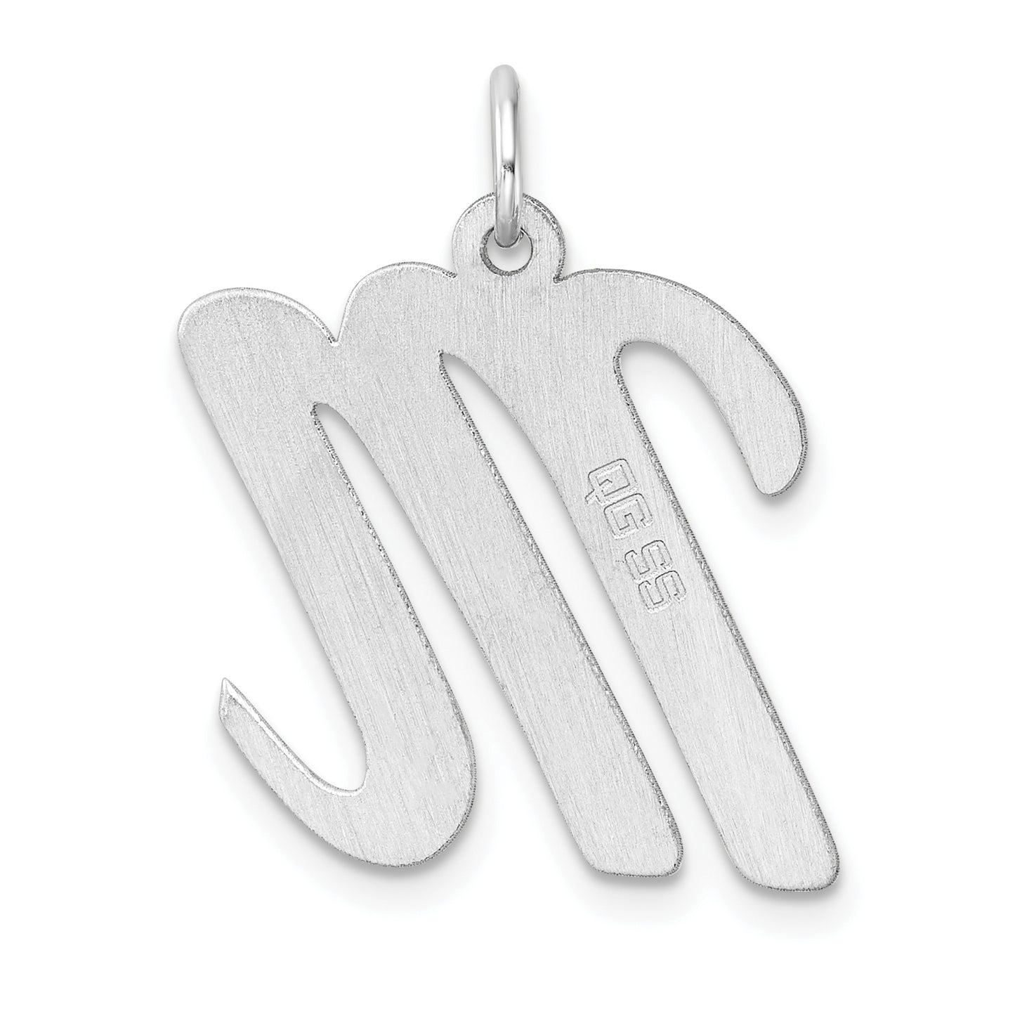 Large Sterling Silver Rhodium plated Script Letter M Initial Charm