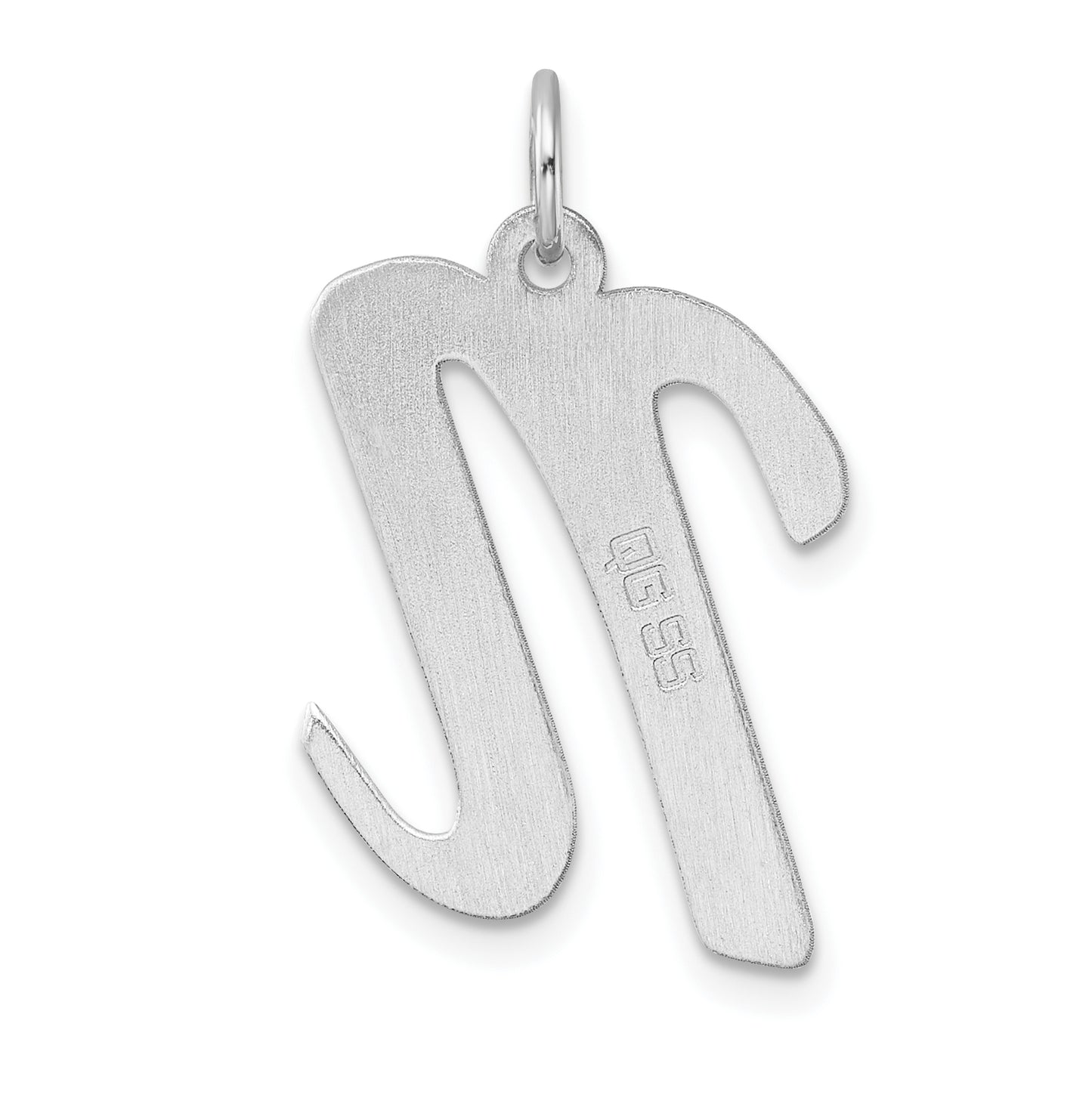 Large Sterling Silver Rhodium plated Script Letter N Initial Charm