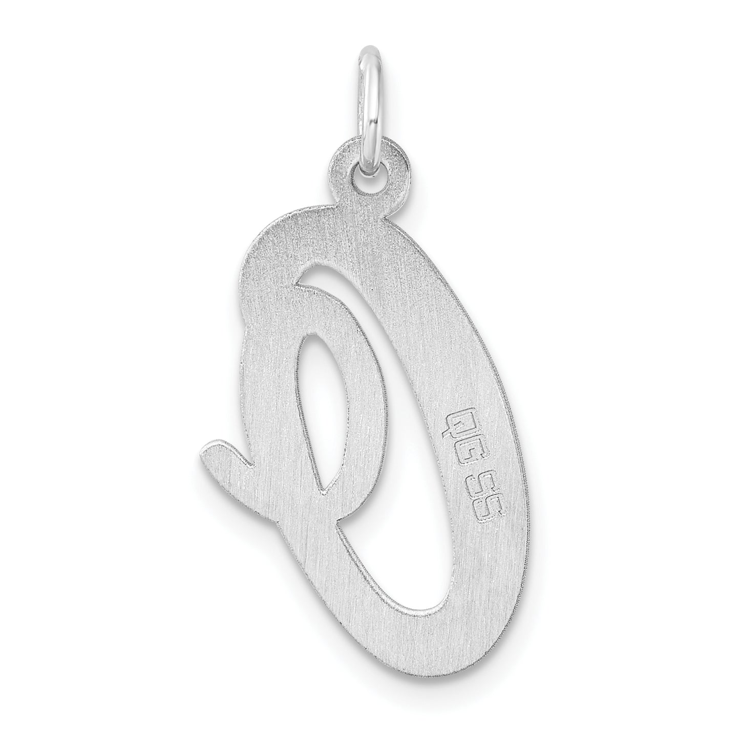 Large Sterling Silver Rhodium plated Script Letter O Initial Charm