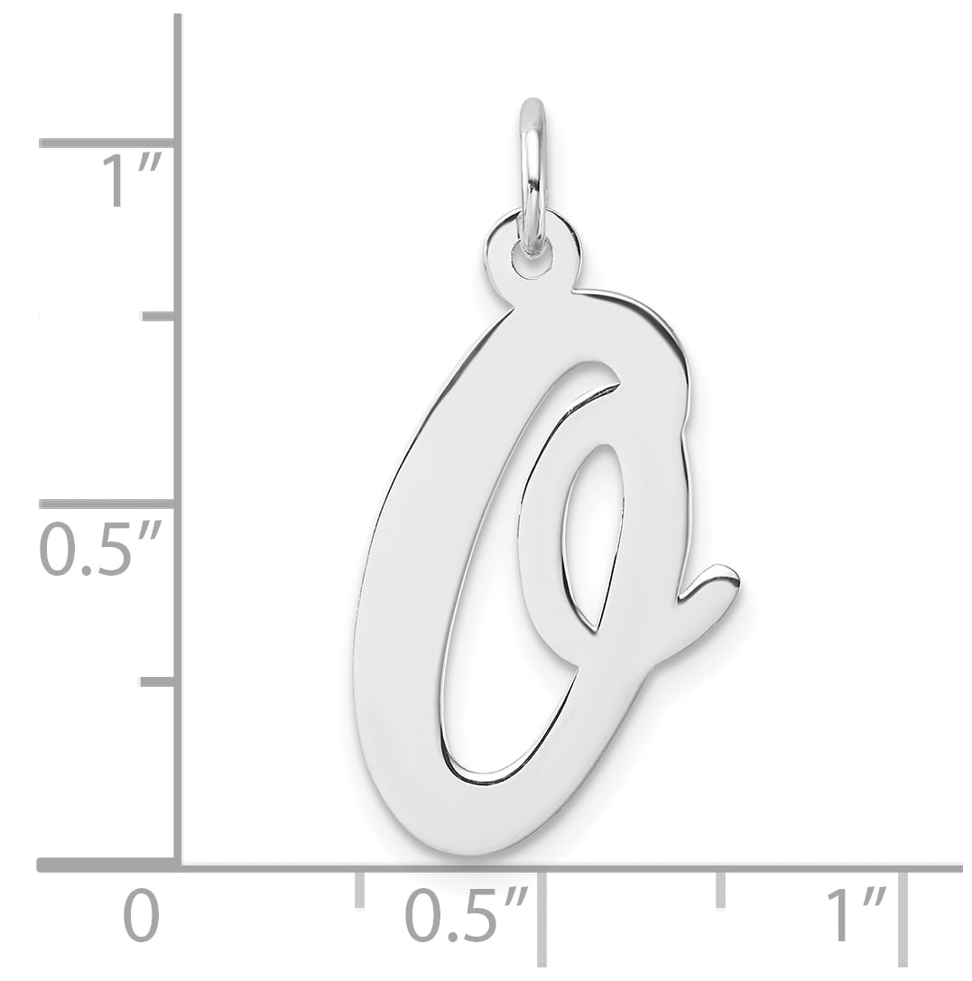 Large Sterling Silver Rhodium plated Script Letter O Initial Charm