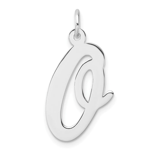 Large Sterling Silver Rhodium plated Script Letter O Initial Charm