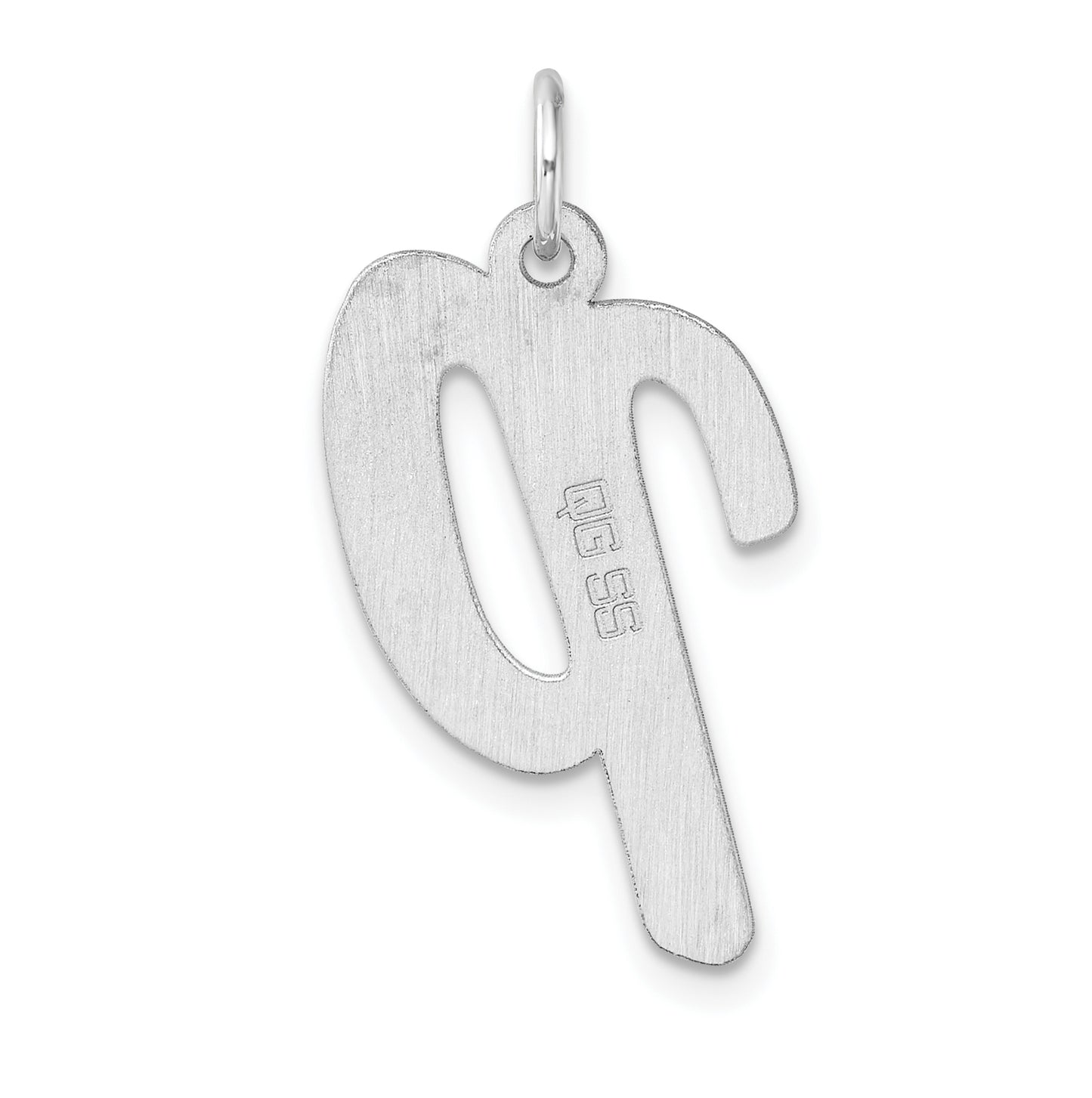 Large Sterling Silver Rhodium plated Script Letter P Initial Charm