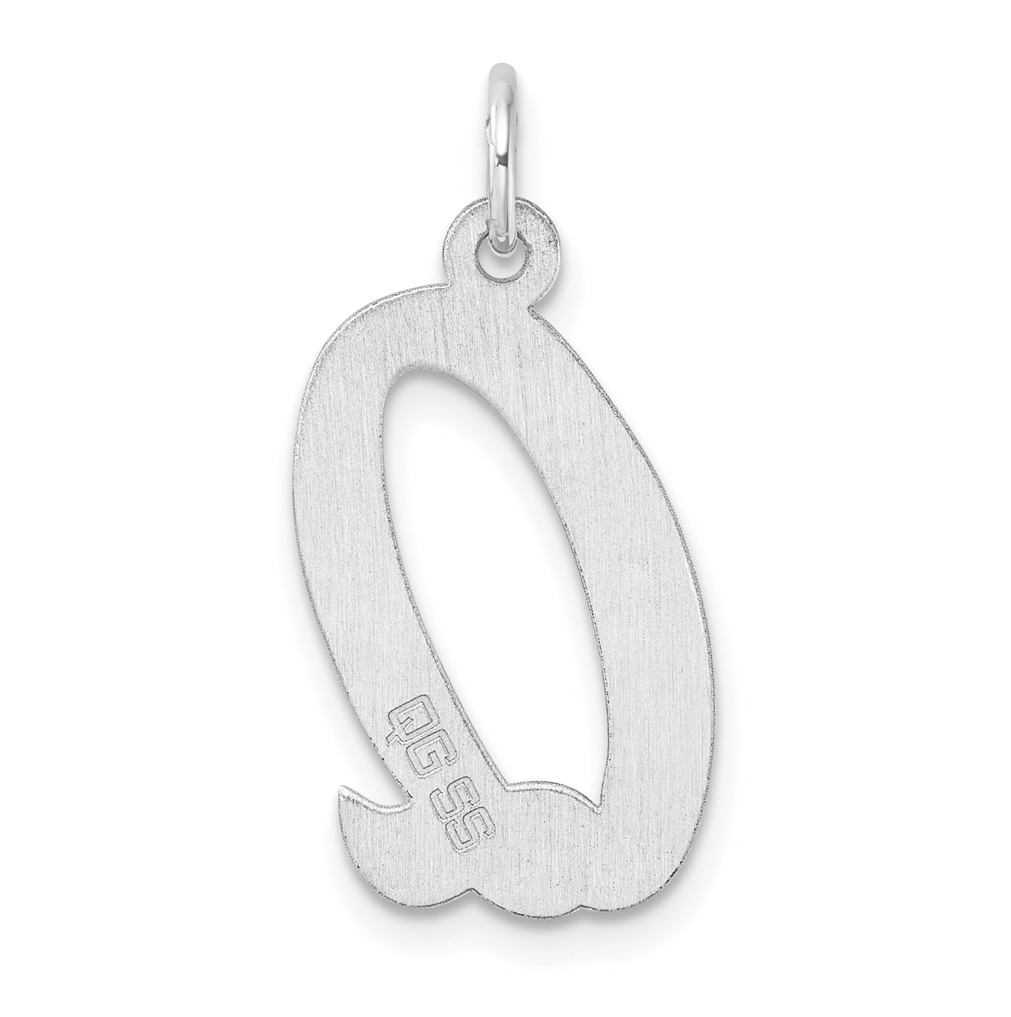 Large Sterling Silver Rhodium plated Script Letter Q Initial Charm