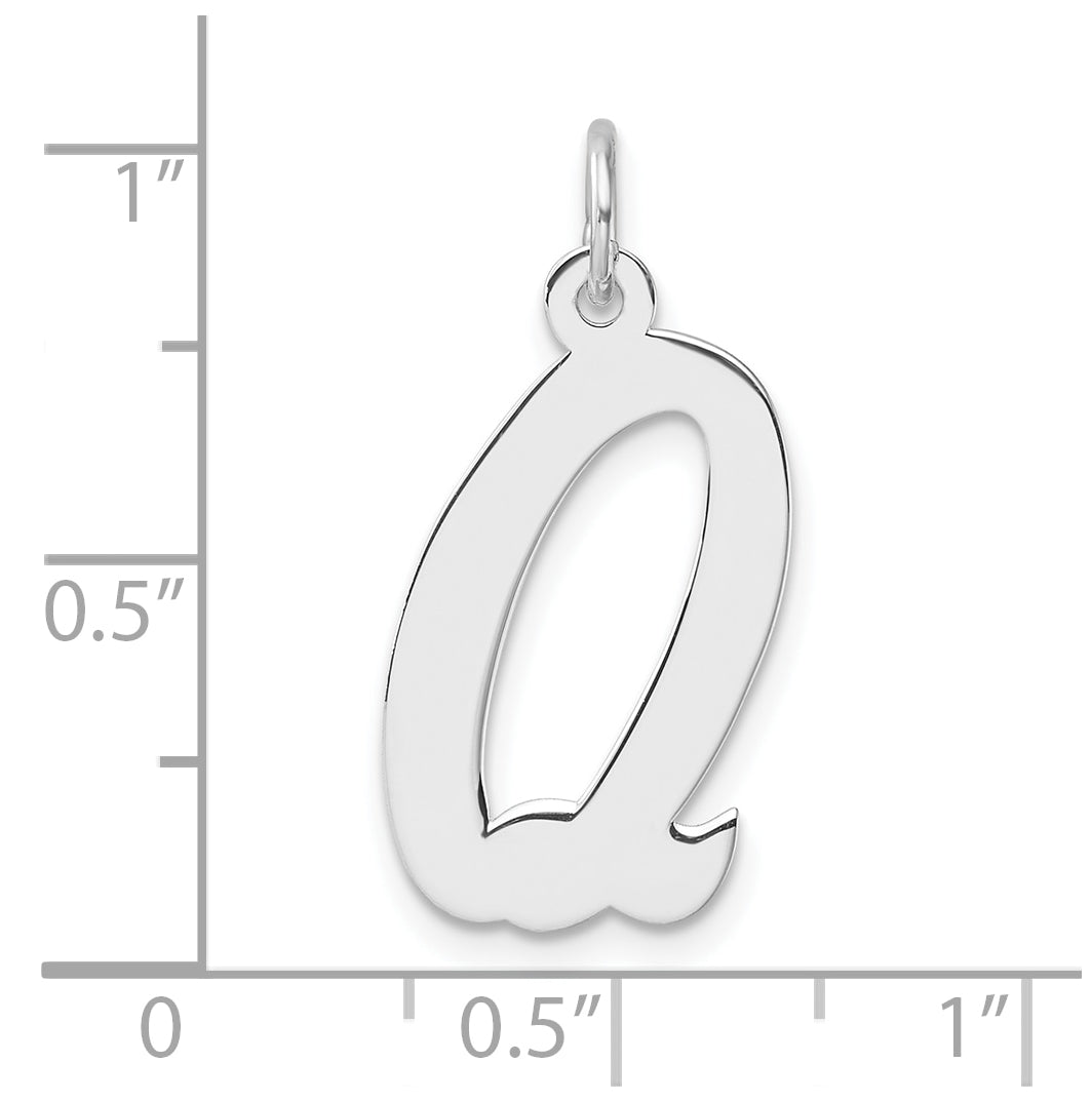 Large Sterling Silver Rhodium plated Script Letter Q Initial Charm