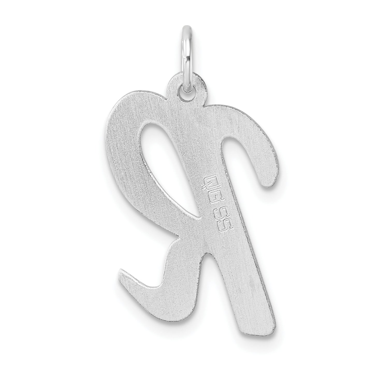 Large Sterling Silver Rhodium plated Script Letter R Initial Charm