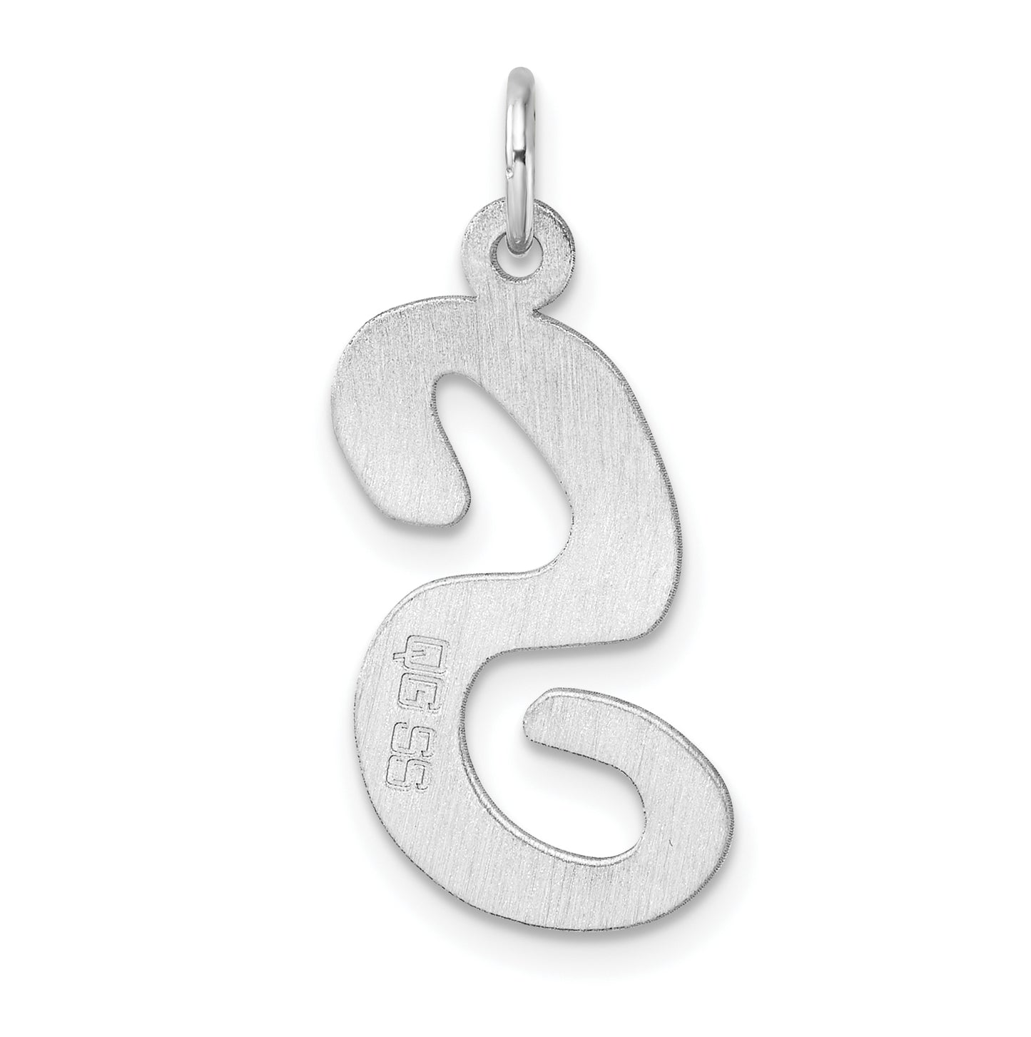 Large Sterling Silver Rhodium plated Script Letter S Initial Charm