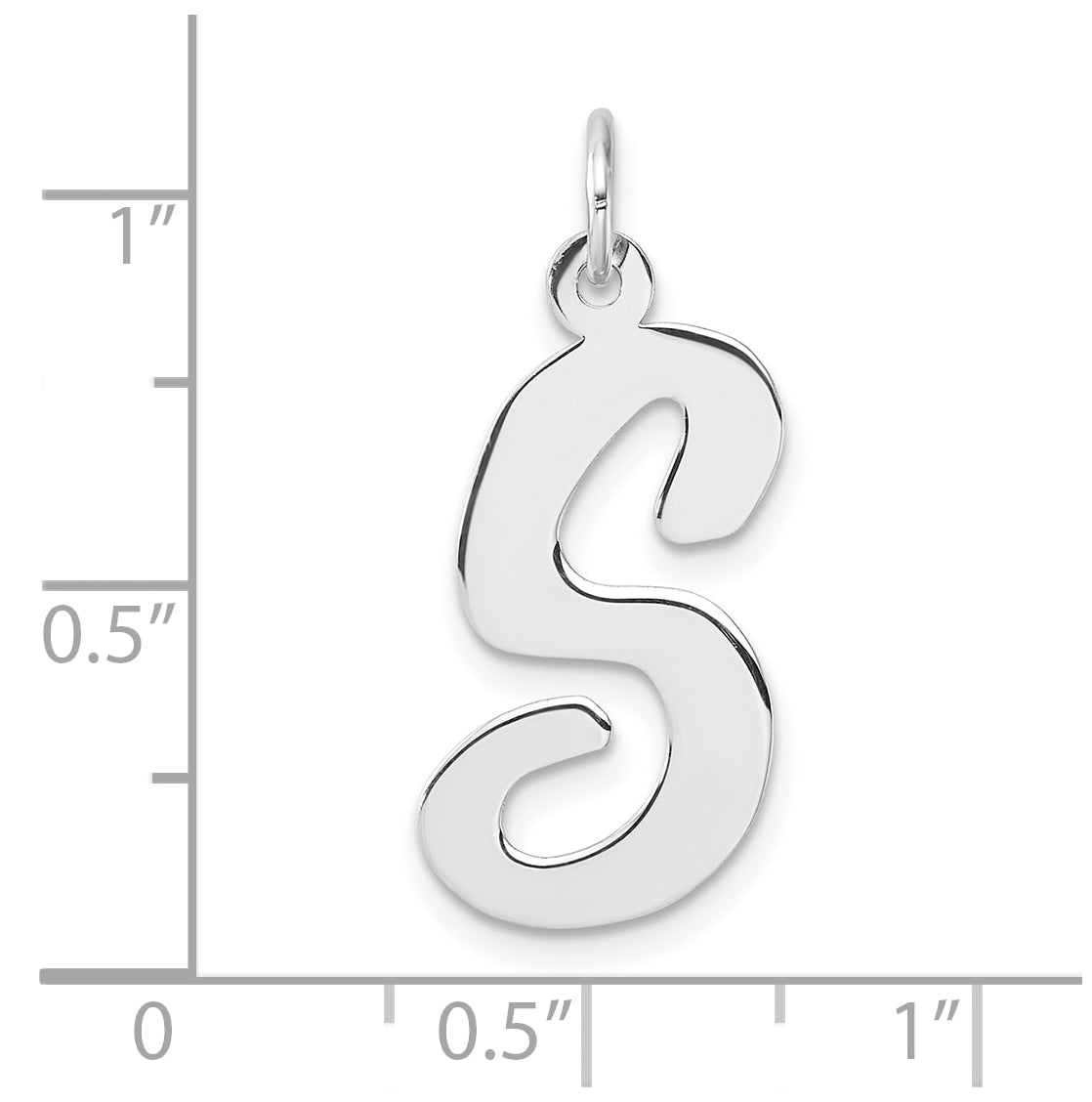 Large Sterling Silver Rhodium plated Script Letter S Initial Charm