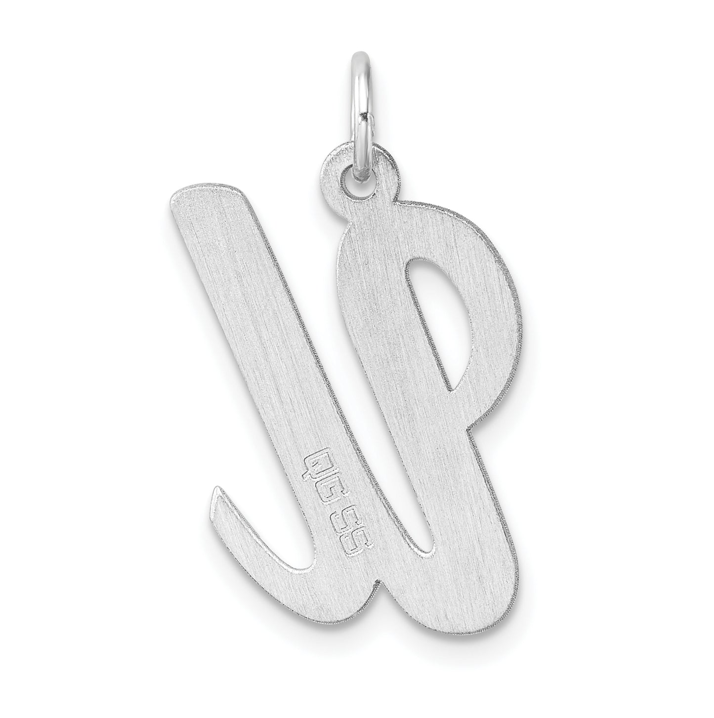 Large Sterling Silver Rhodium plated Script Letter U Initial Charm