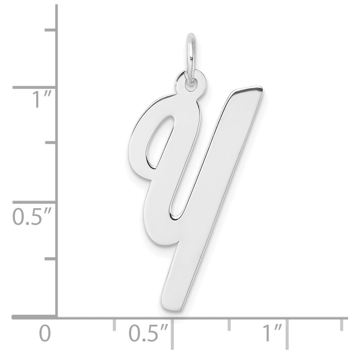 Large Sterling Silver Rhodium plated Script Letter Y Initial Charm