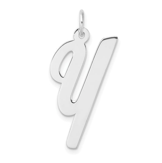 Large Sterling Silver Rhodium plated Script Letter Y Initial Charm