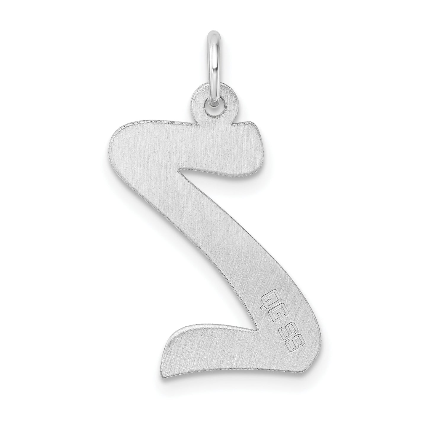 Large Sterling Silver Rhodium plated Script Letter Z Initial Charm