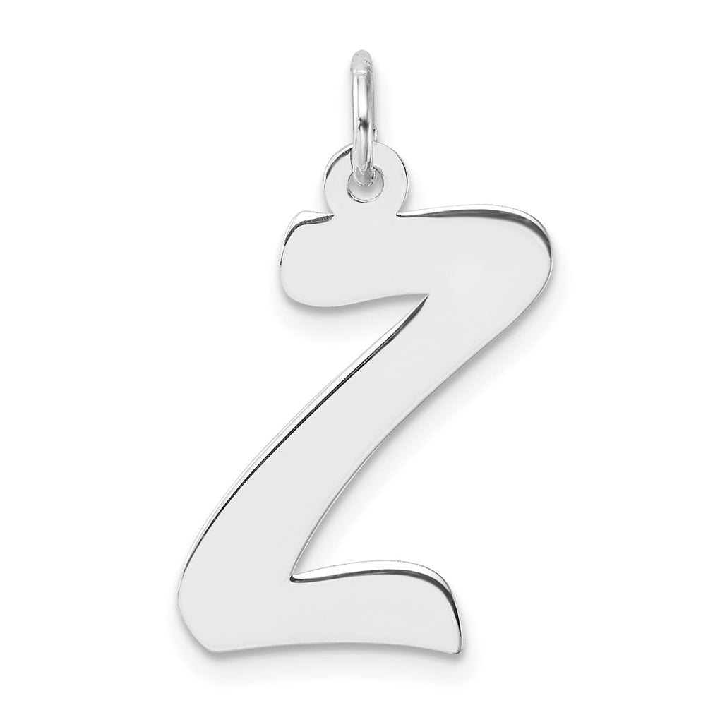 Large Sterling Silver Rhodium plated Script Letter Z Initial Charm