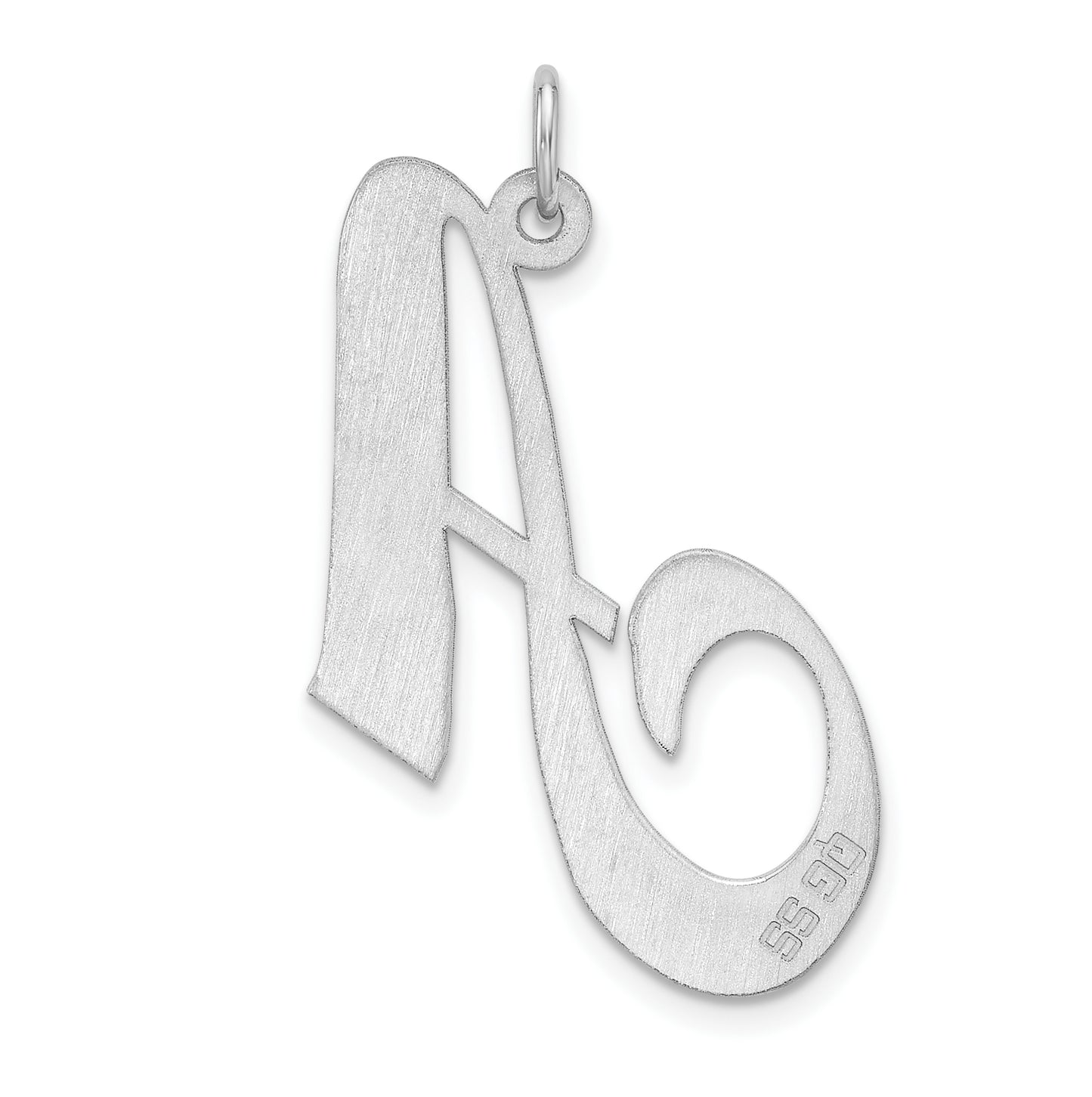 Large Sterling Silver Rhodium plated Fancy Script Letter A Initial Charm