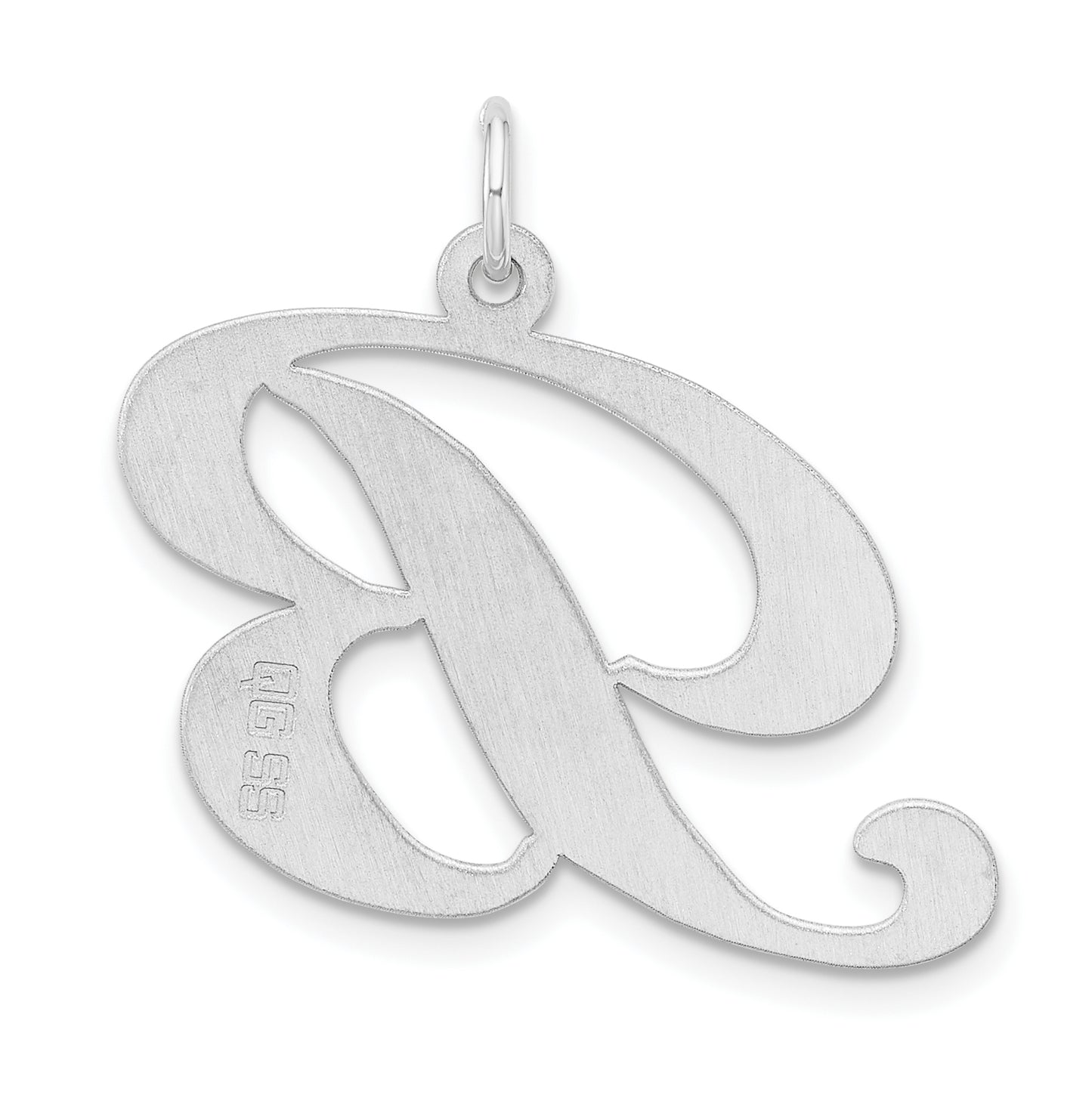 Large Sterling Silver Rhodium plated Fancy Script Letter B Initial Charm