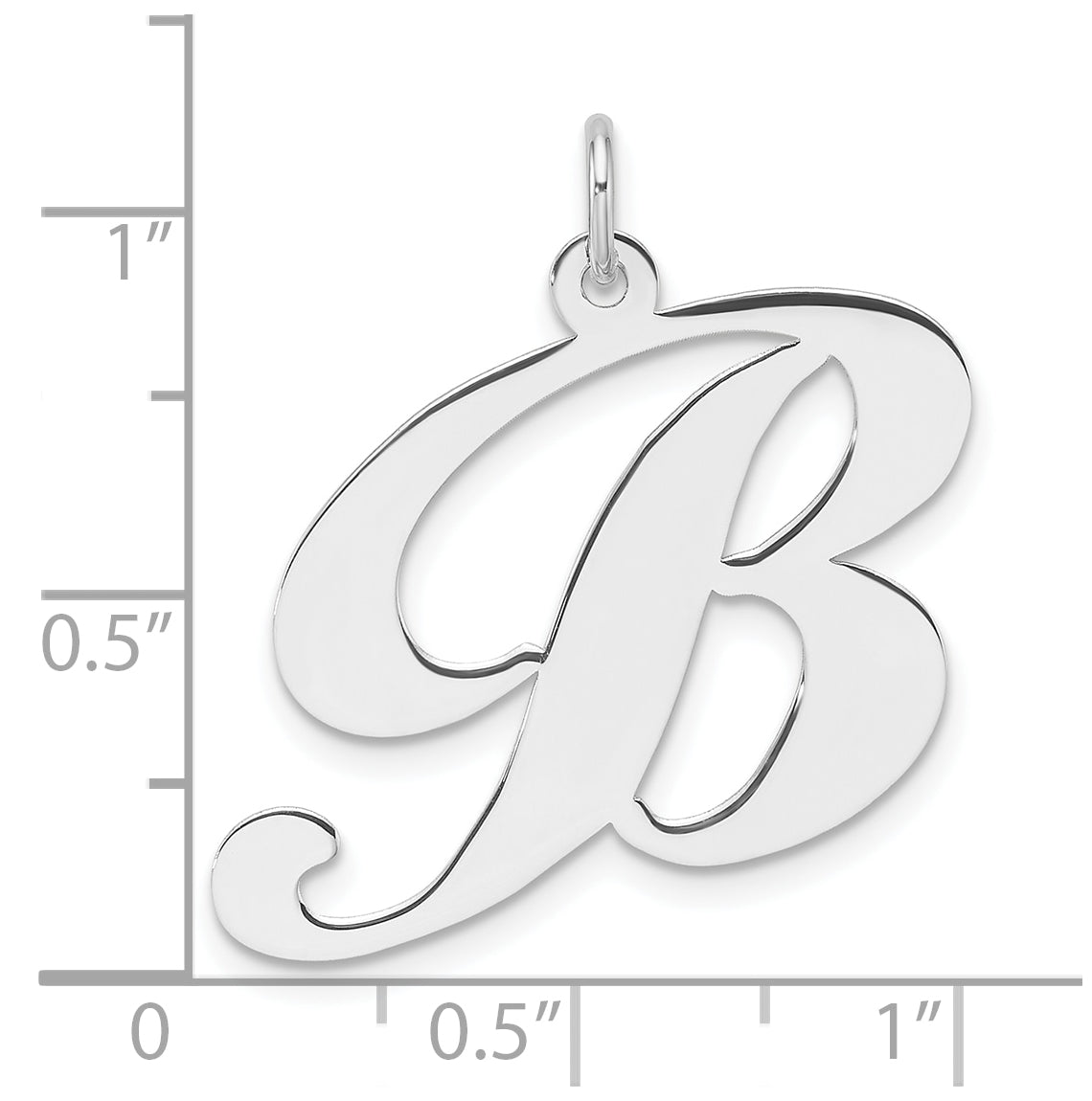 Large Sterling Silver Rhodium plated Fancy Script Letter B Initial Charm