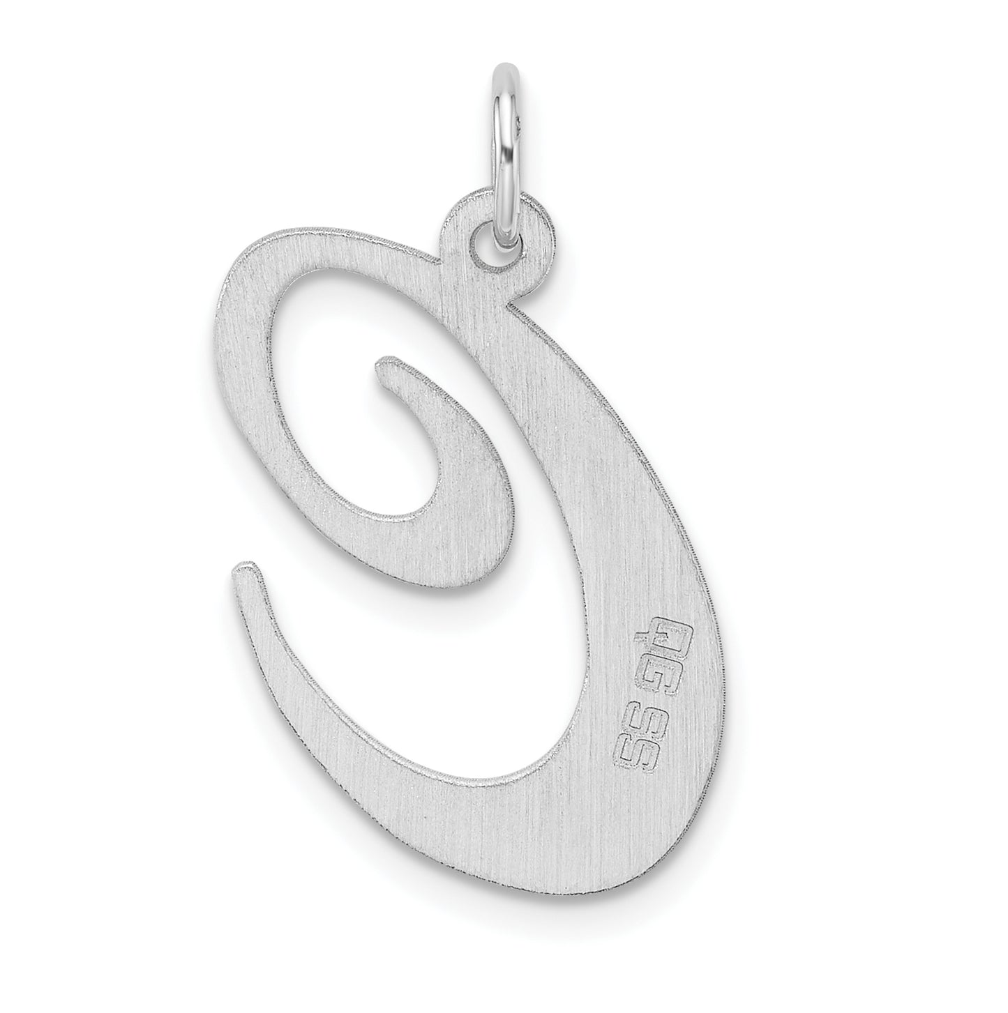 Large Sterling Silver Rhodium plated Fancy Script Letter C Initial Charm