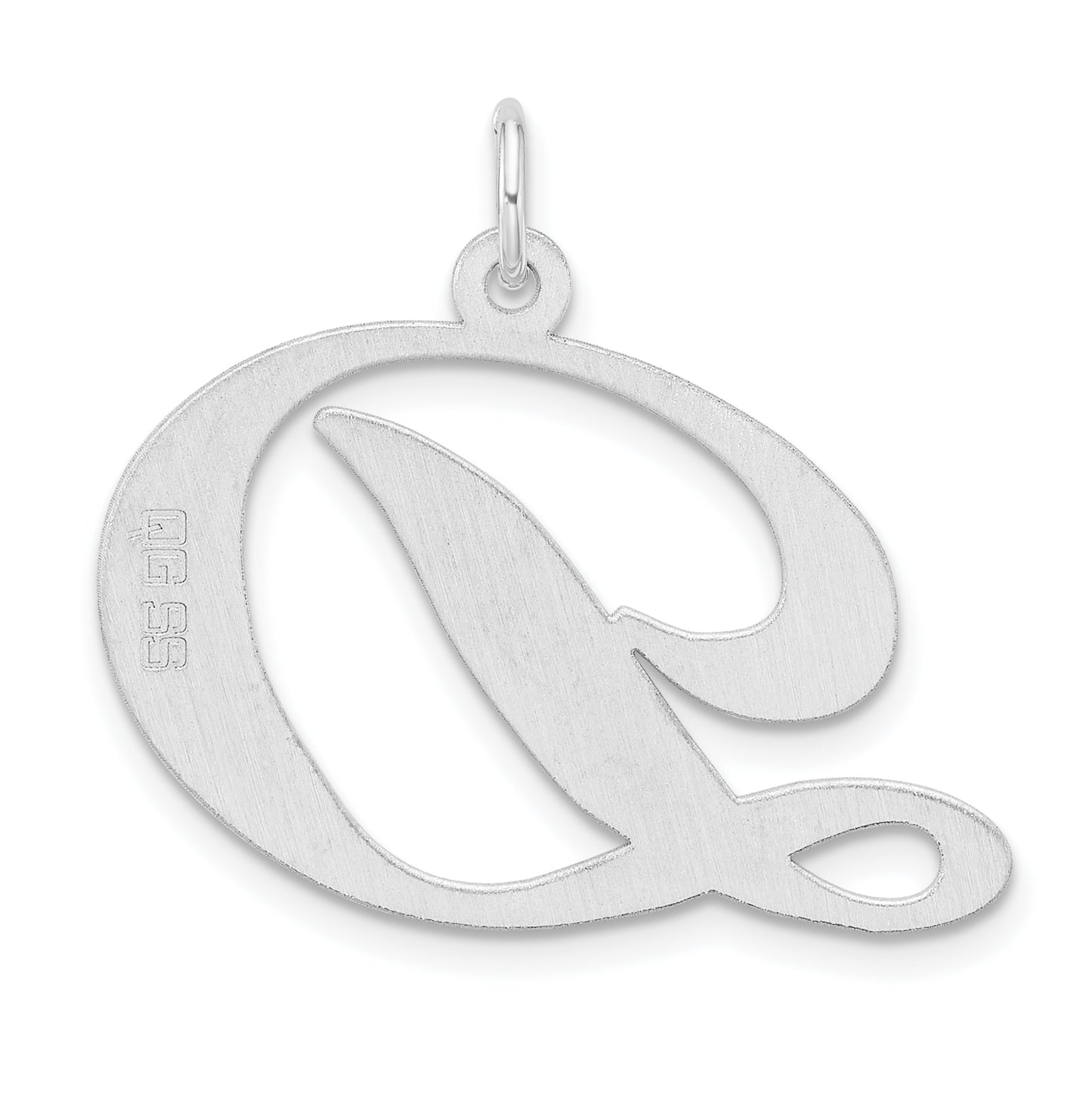 Large Sterling Silver Rhodium plated Fancy Script Letter D Initial Charm
